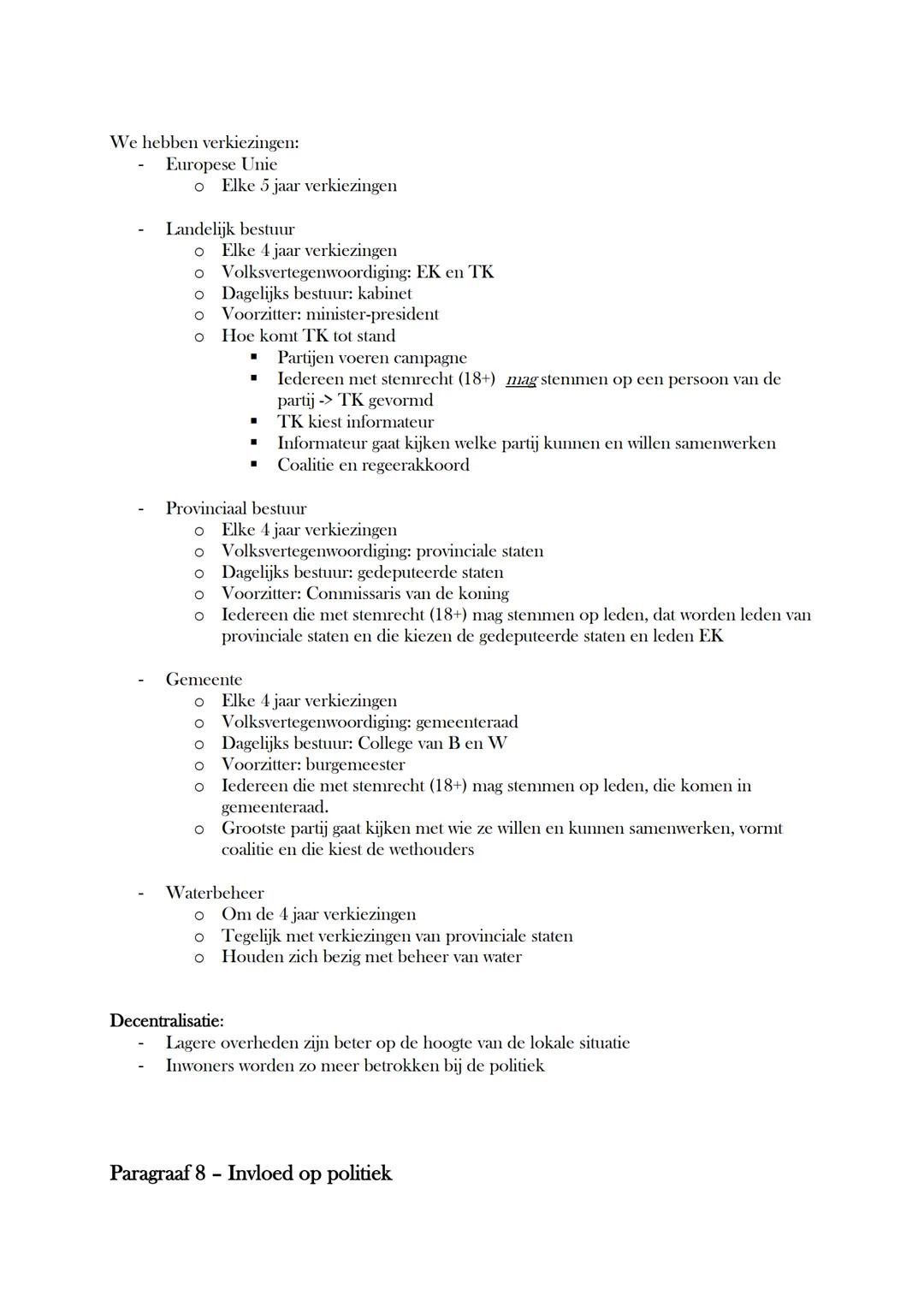 # H3 Parlementaire democratie

Paragraaf 1 - Wat is democratie?

1. Uitleggen wat een democratie is.

Democratie is een bestuursvorm waarbij