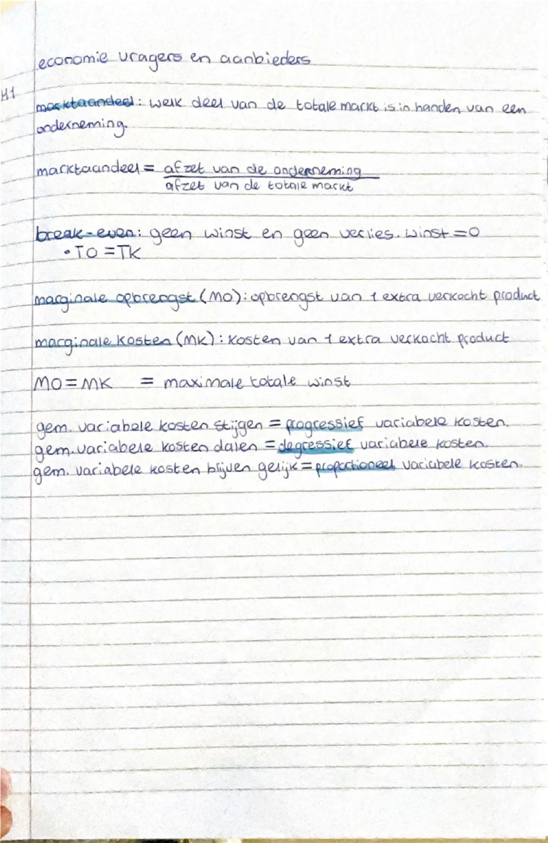 # economie vraag en aanbieders
H1
**markt aandeel**: welk deel van de totale markt is in handen van een onderneming.
$markt aandeel = \frac{