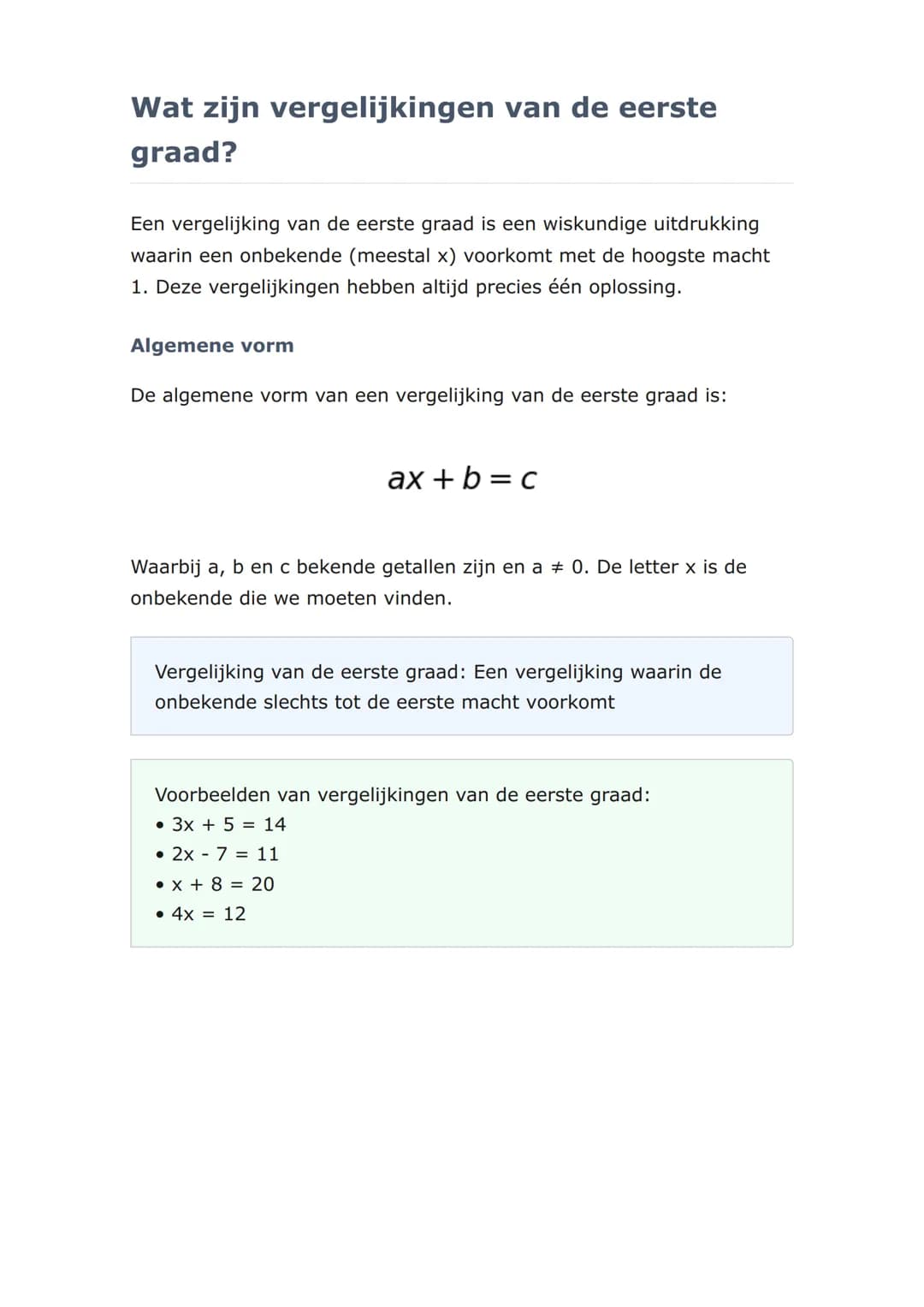 Vergelijkingen van de
eerste graad oplossen -
Stap voor stap
Leer systematisch vergelijkingen met één onbekende op te
lossen
Rekenen 	Grade 