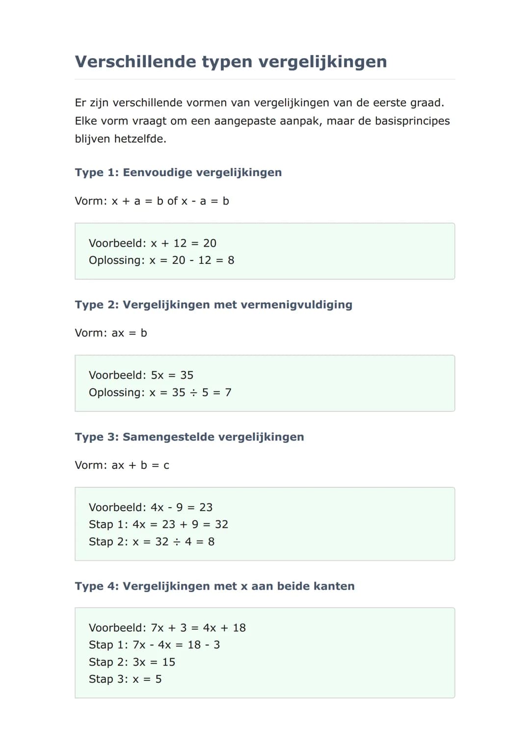 Vergelijkingen van de
eerste graad oplossen -
Stap voor stap
Leer systematisch vergelijkingen met één onbekende op te
lossen
Rekenen 	Grade 