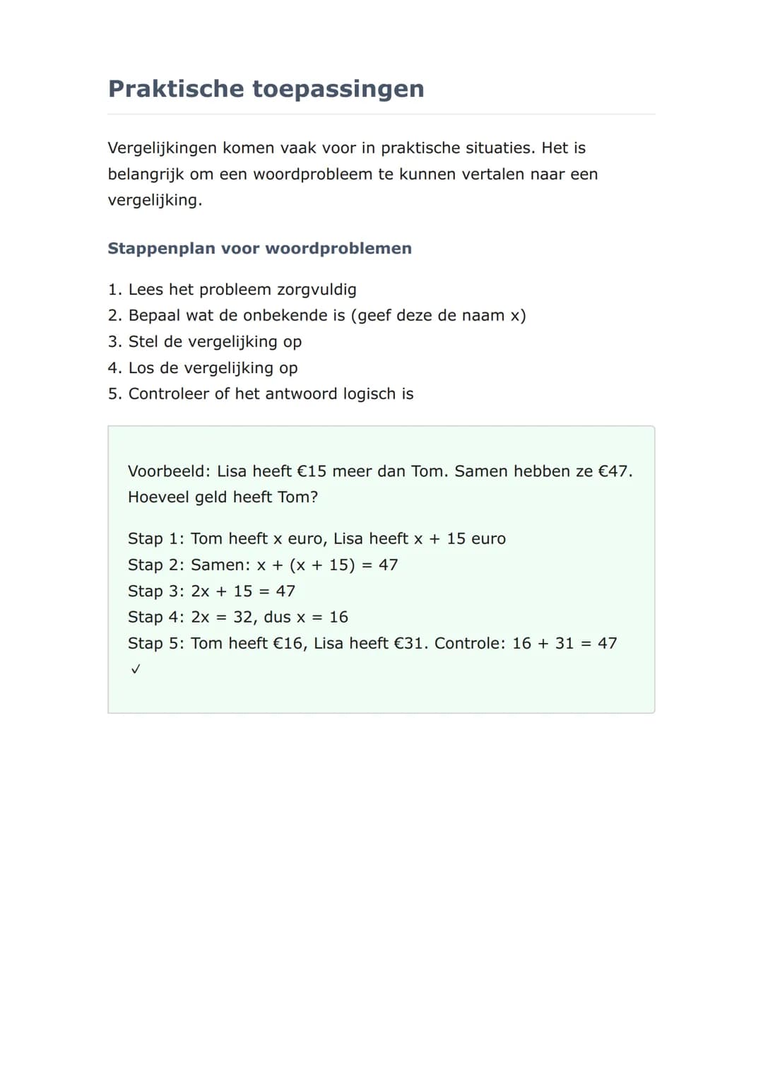 Vergelijkingen van de
eerste graad oplossen -
Stap voor stap
Leer systematisch vergelijkingen met één onbekende op te
lossen
Rekenen 	Grade 