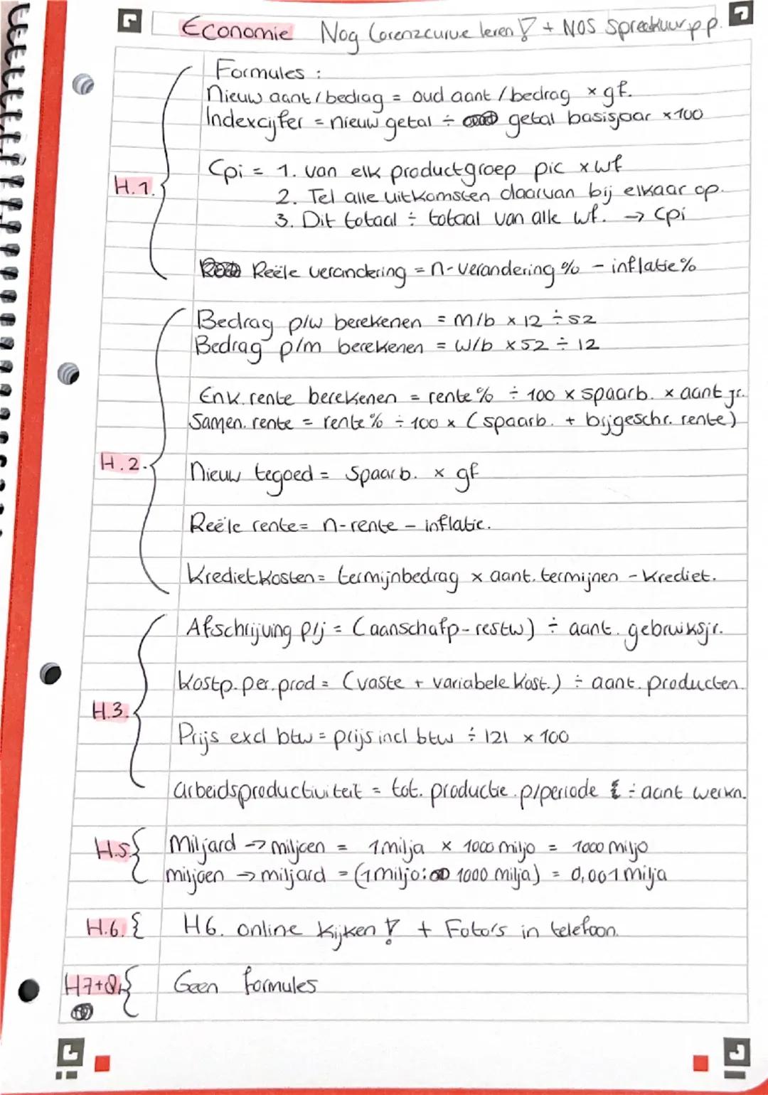 # Economie Nog Lorenzcurve leren ! + NOS Spreekuur p.p.

Formules:
Nieuw aant/bedrag = oud aant / bedrag x gf.
Indexcijfer = nieuw getal = g