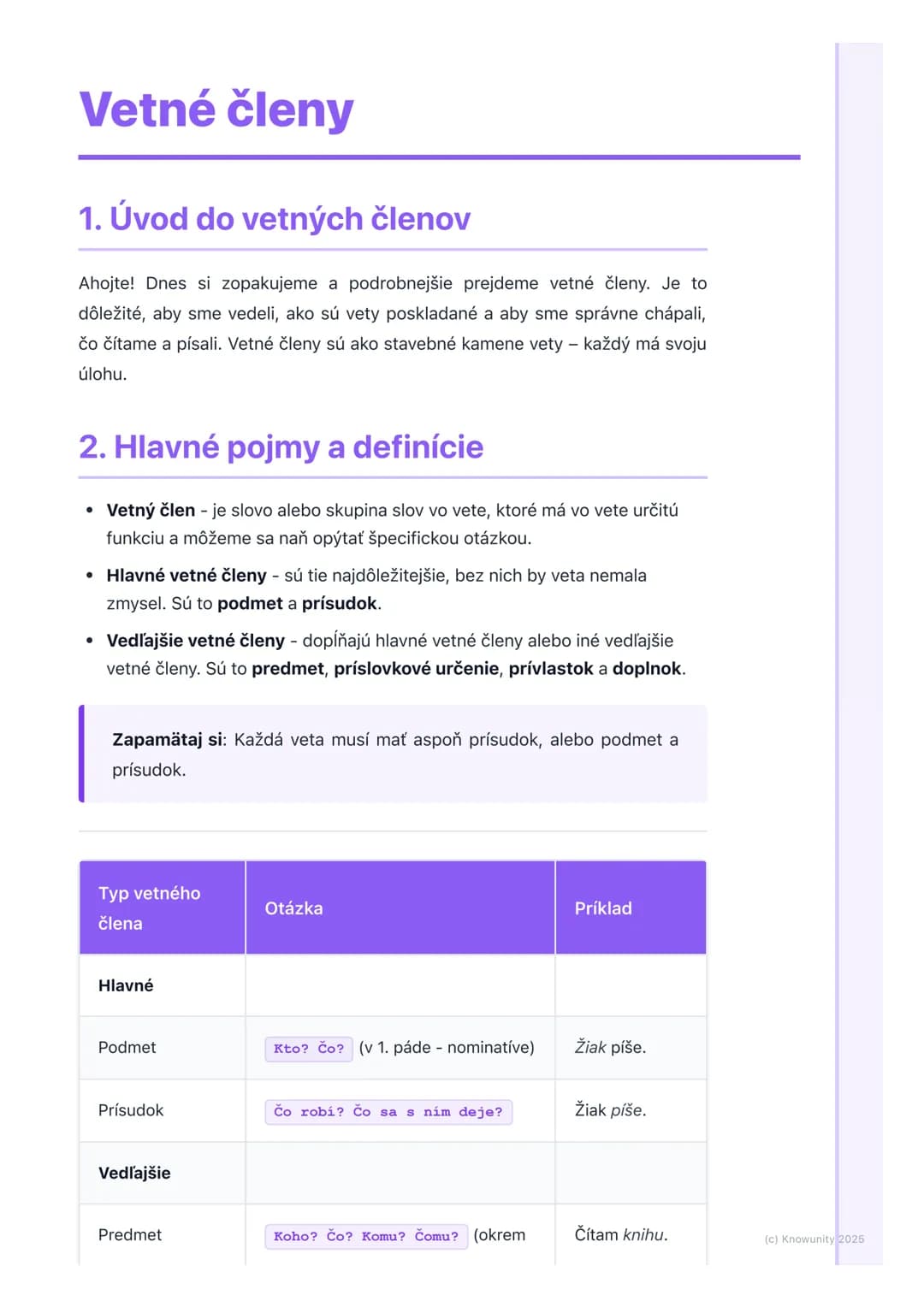 # Vetné členy

## 1. Úvod do vetných členov

Ahojte! Dnes si zopakujeme a podrobnejšie prejdeme vetné členy. Je to
dôležité, aby sme vedeli,