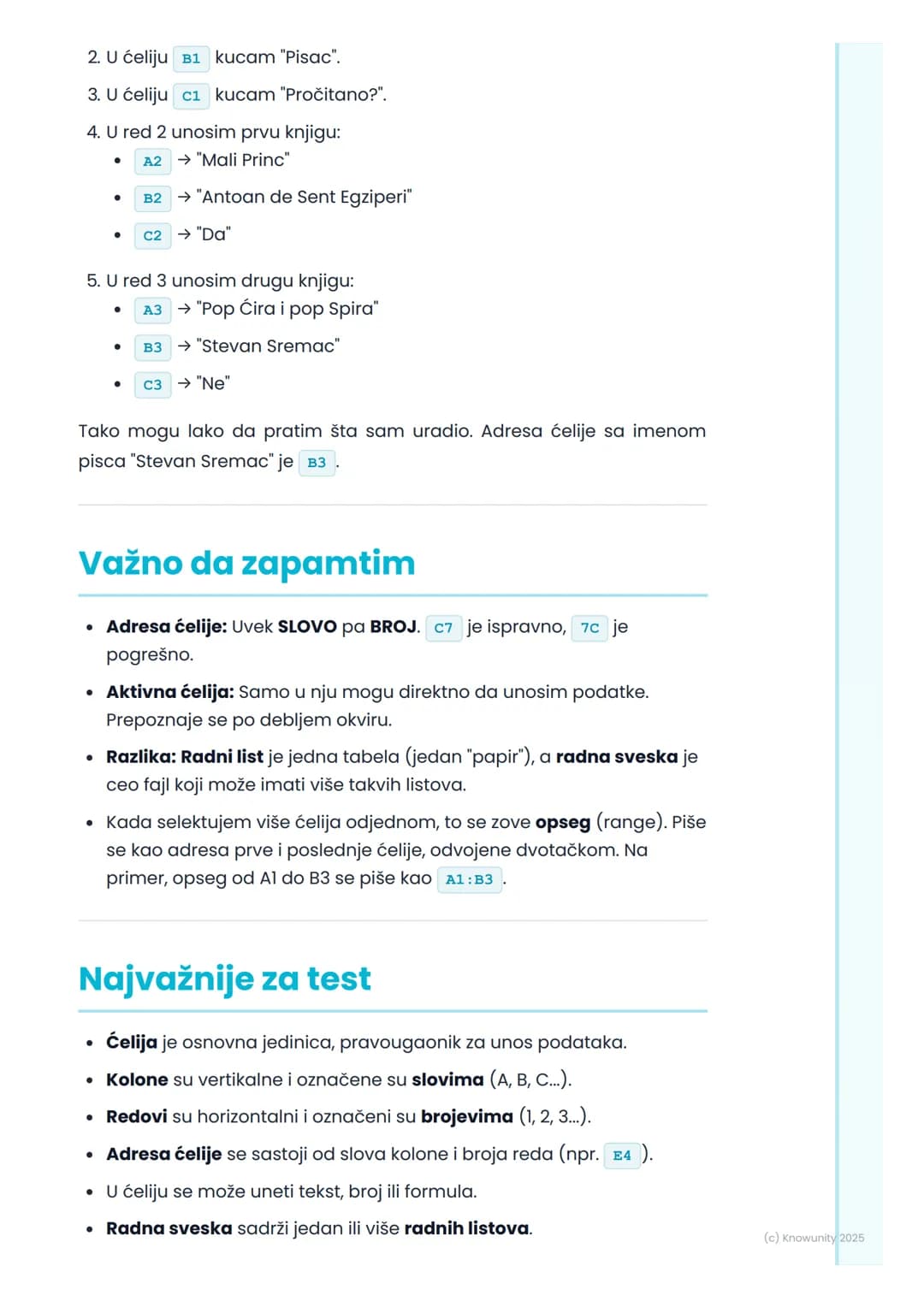 # Osnovni elementi radnog
lista

Uvod u radni list

Programi za tabelarne proračune (kao što su Microsoft Excel ili Google
Sheets) služe za 
