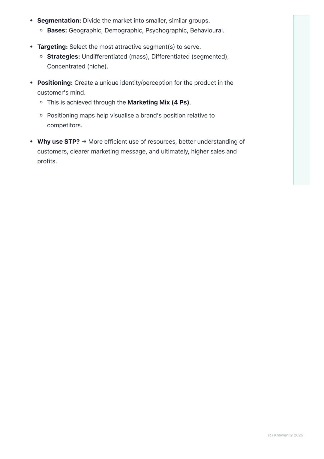 # Market Segmentation,
Targeting, and Positioning

An introduction to STP

The STP model is a core concept in marketing. It's a process that