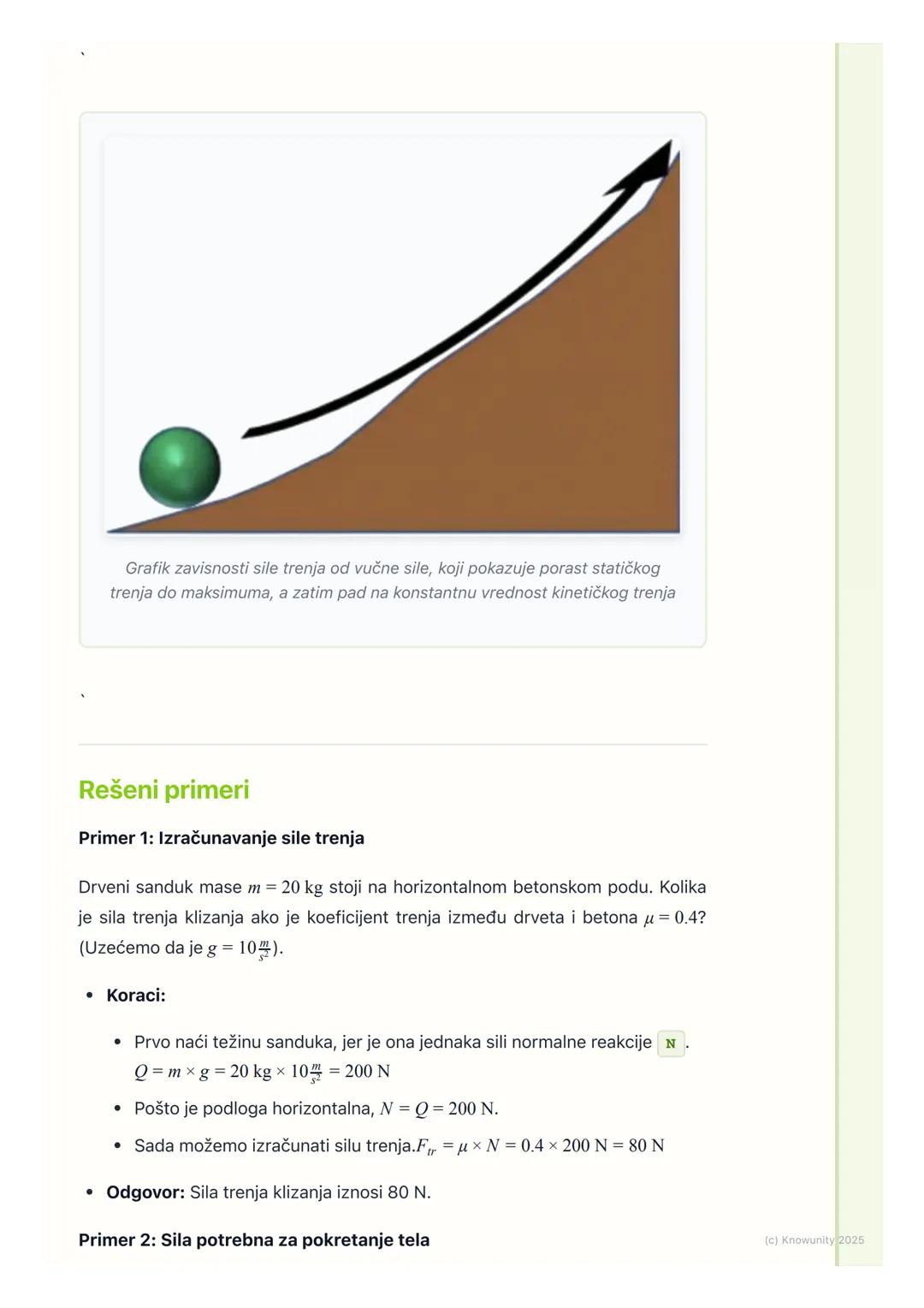 # Sila trenja

Uvod u silu trenja

Sila trenja je sila koja se javlja na dodirnoj površini dva tela i uvek se protivi
njihovom međusobnom kr