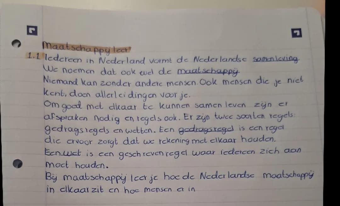 Maatschappijleer Hoofstuk 1: wat is Maatschappijleer? Paragraaf 1