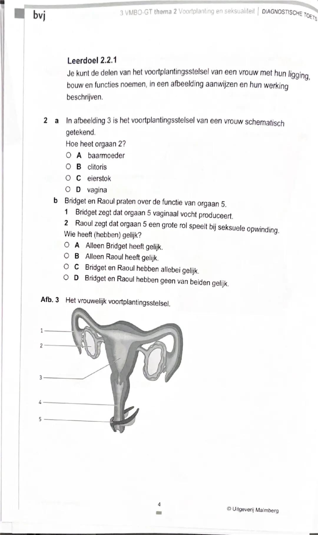 bvj
3 VMBO-GT thema 2 Voortplanting en seksualiteit | DIAGNOSTISCHE TOETS

Je kunt de opdrachten van de Diagnostische toets maken om je voor