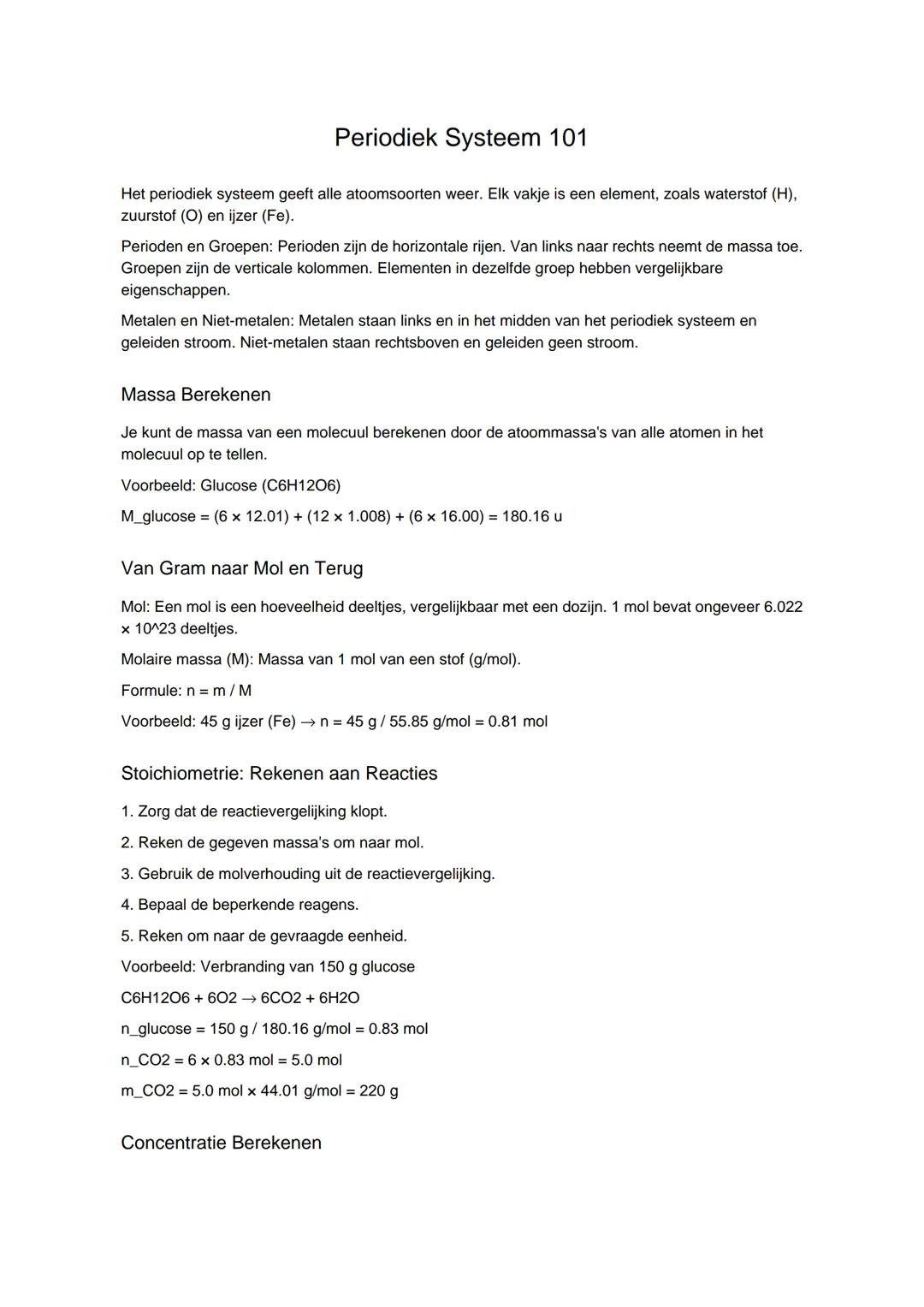 # Periodiek Systeem 101

Het periodiek systeem geeft alle atoomsoorten weer. Elk vakje is een element, zoals waterstof (H),
zuurstof (O) en 