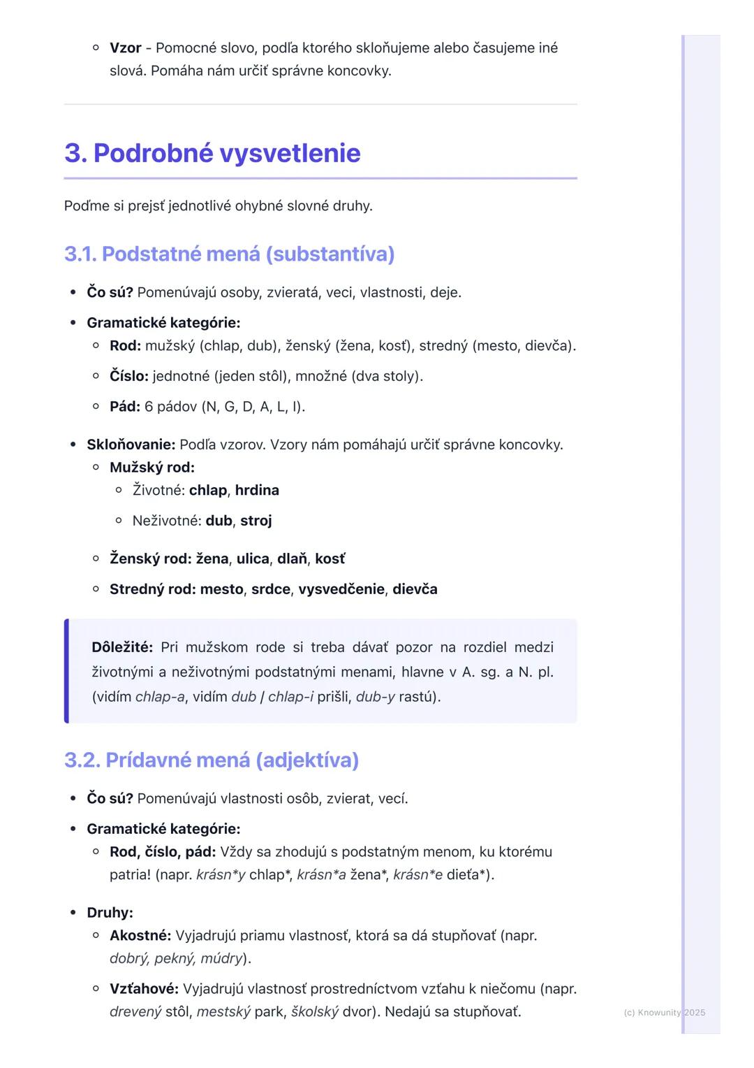 # Ohybné slovné druhy

## 1. Prehľad ohybných slovných druhov

Ahoj! Tieto poznámky sú na opakovanie ohybných slovných druhov, čo je super
d