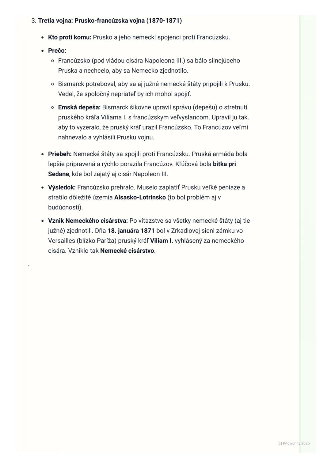 # Zjednotenie Nemecka

1. Prehľad zjednotenia Nemecka

Predtým, ako vzniklo Nemecko, ako ho poznáme dnes, existovalo veľa malých
nemeckých š