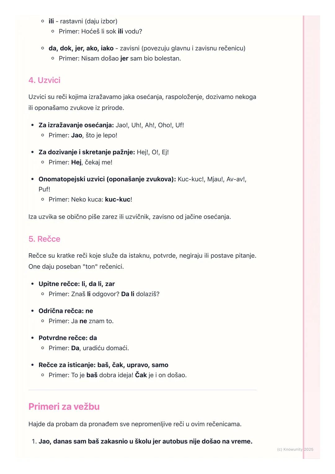 # Nepromenljive reči

## Šta su nepromenljive reči

Nepromenljive reči su vrste reči koje uvek imaju isti oblik. To znači da se ne
menjaju p