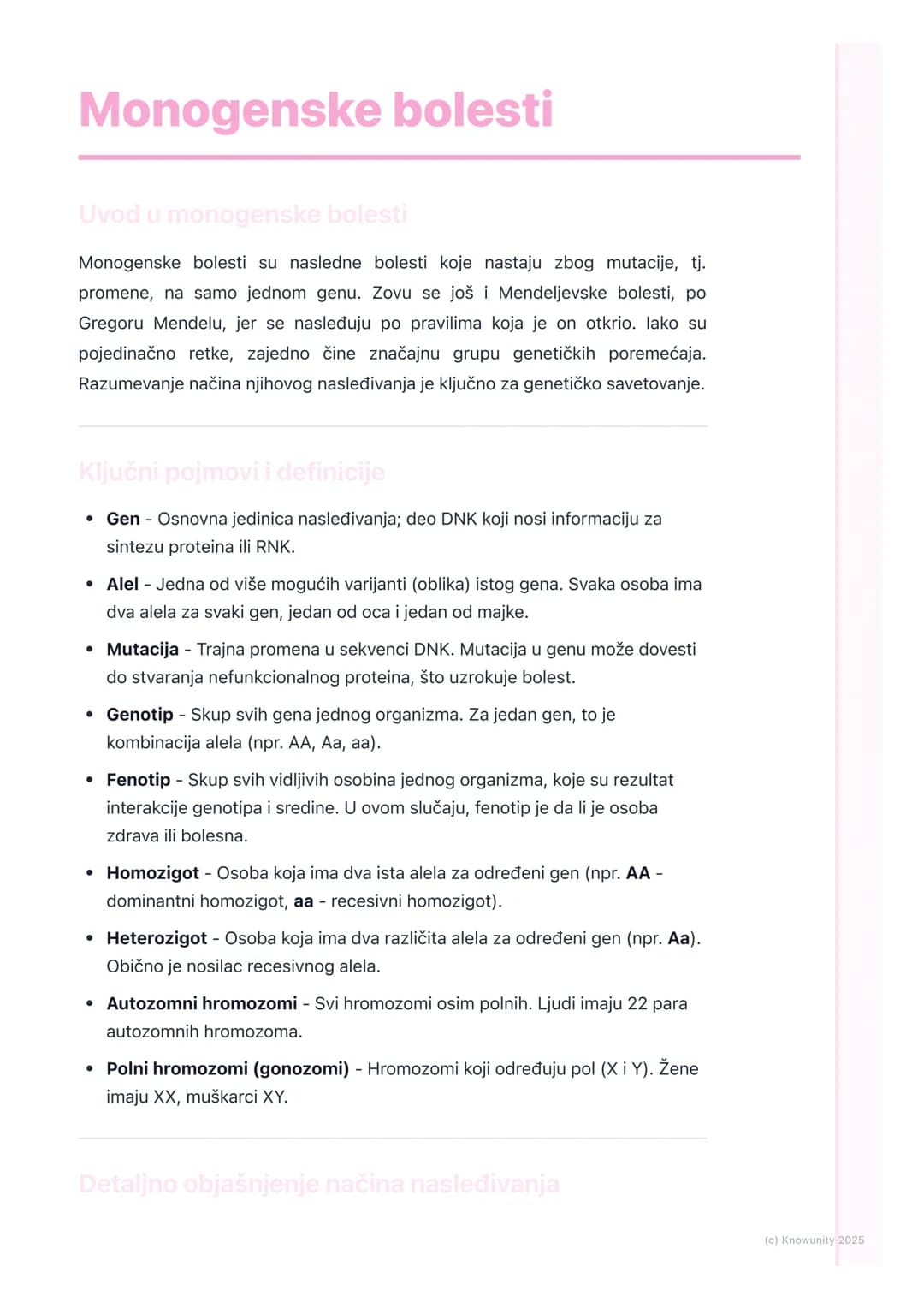 # Monogenske bolesti

Uvod u monogenske bolesti

Monogenske bolesti su nasledne bolesti koje nastaju zbog mutacije, tj.
promene, na samo jed