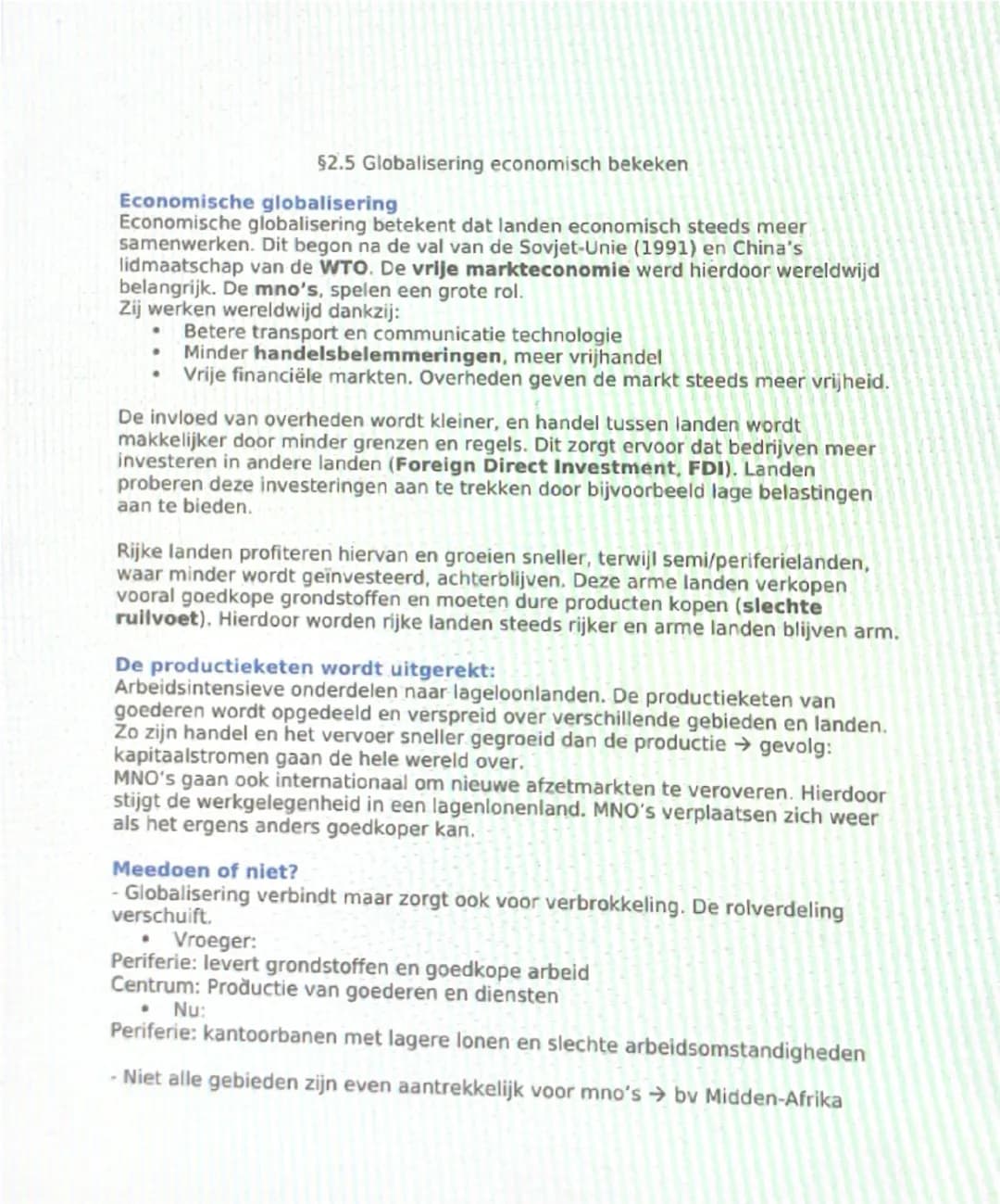 ## Globalisering:

Aardrijkskunde samenvatting H2 Globalisering
§2.1 Krimpende wereld

Mondialisering/globalisering = het proces waarbij de 