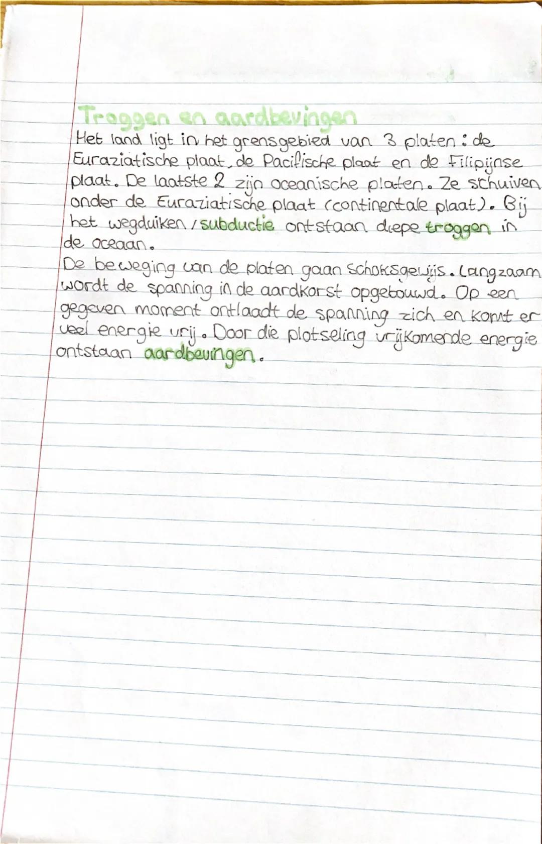JAPAN:
• Land in de Ring van Vuur
Leerdoelen:
Welke natuurrampen ontstaan langs de Ring van Vuur?
Er ontstaan vooral vulkaanuitbarstingen en