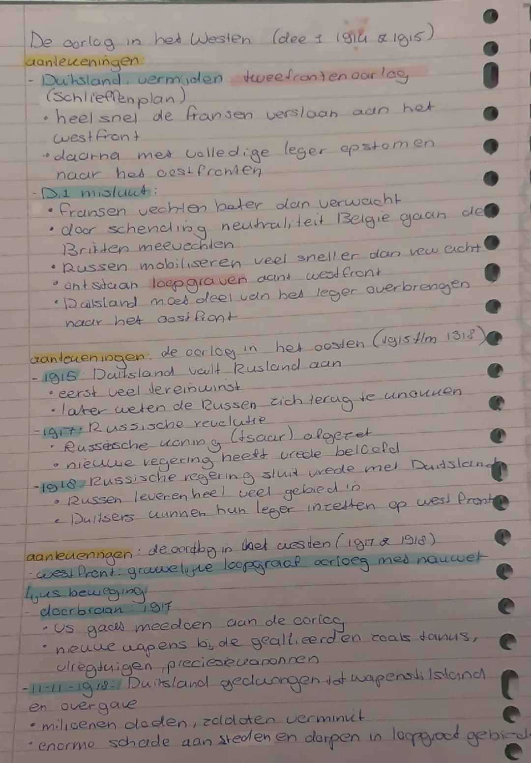 De oorlog in het Westen (dee 1 1914 & 1915)
aantekeningen:
-Duitsland vermijden tweefrontenoorlog
(Schlieffenplan)
• heel snel de Fransen ve