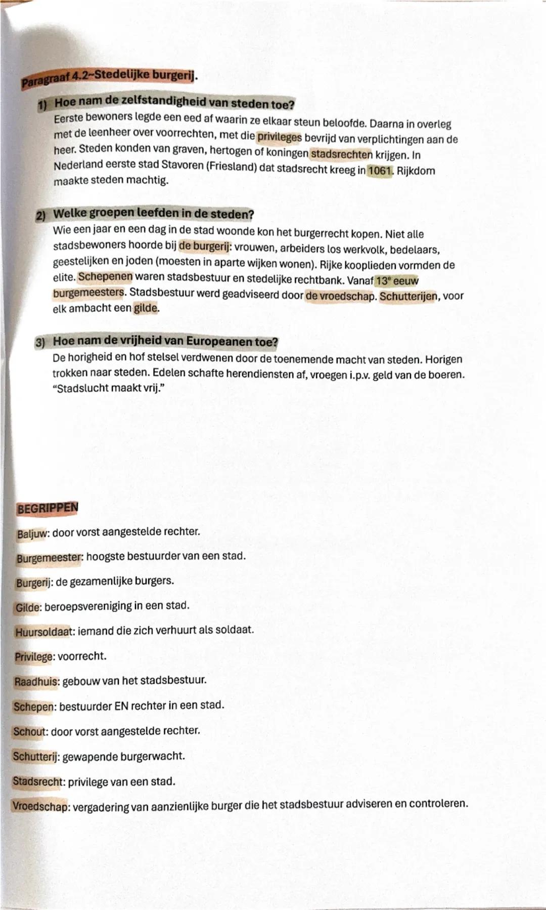 # Geschiedenis Hoofdstuk 4: De tijd van steden en staten
Paragraaf 4.1-De opkomst van steden.

1) Hoe en waar in Europa vond verstedelijking
