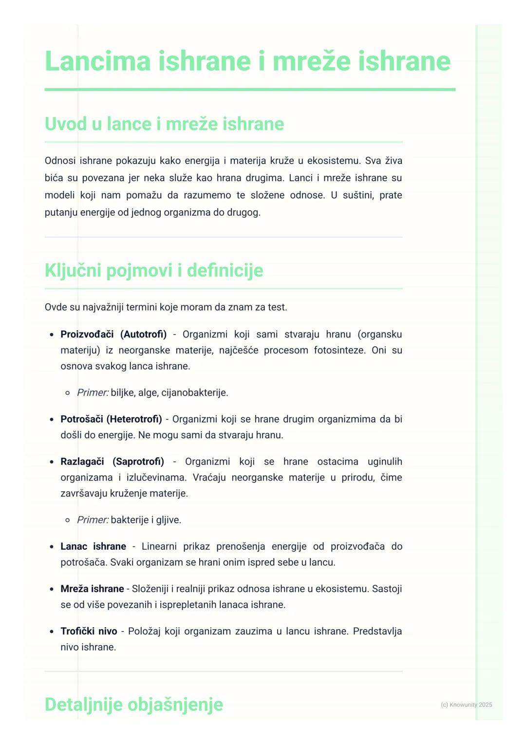 # Lancima ishrane i mreže ishrane

Uvod u lance i mreže ishrane

Odnosi ishrane pokazuju kako energija i materija kruže u ekosistemu. Sva ži