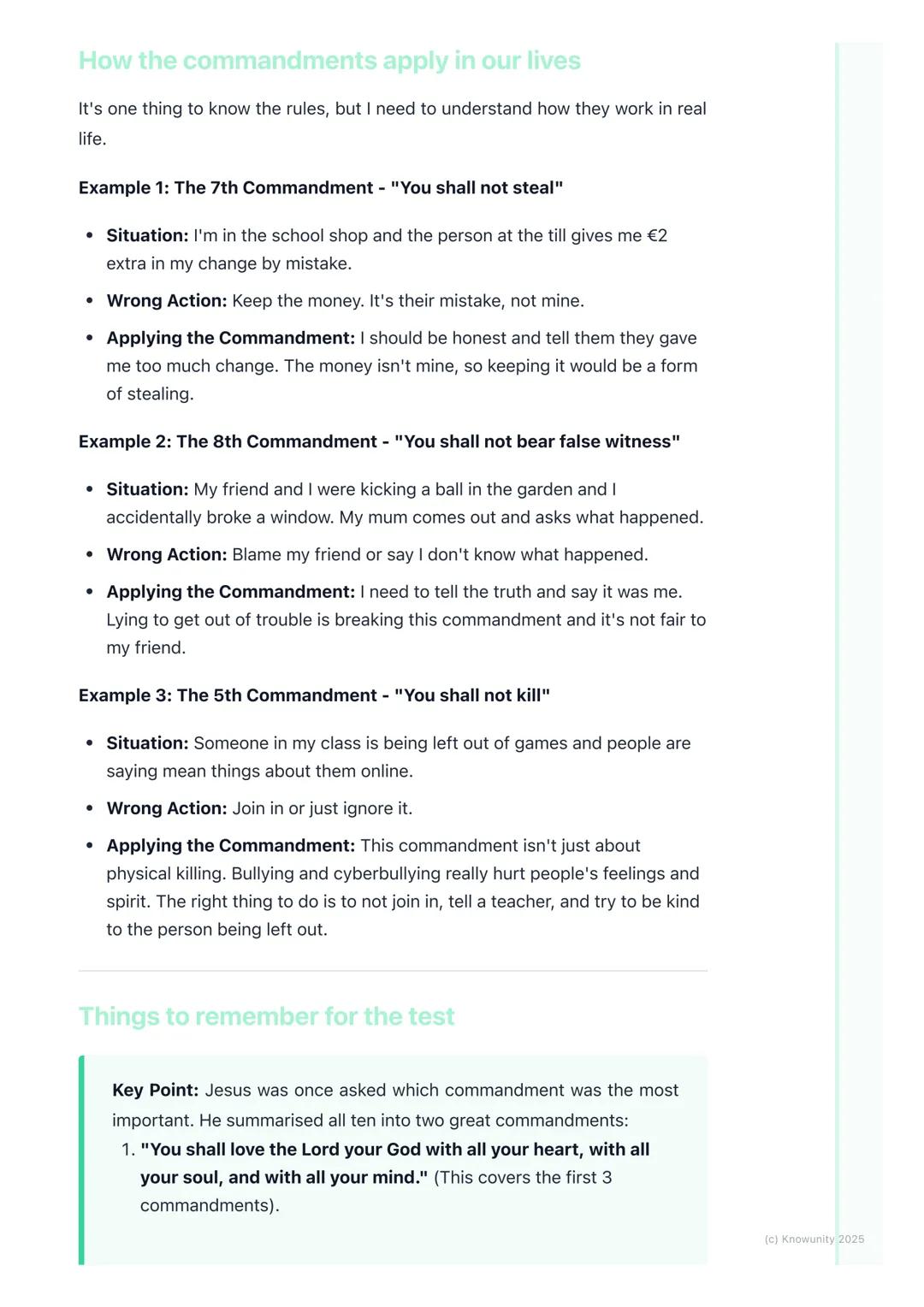 # The Ten Commandments

## What are the Ten Commandments?

The Ten Commandments are a set of ten special rules that God gave to people
a lon