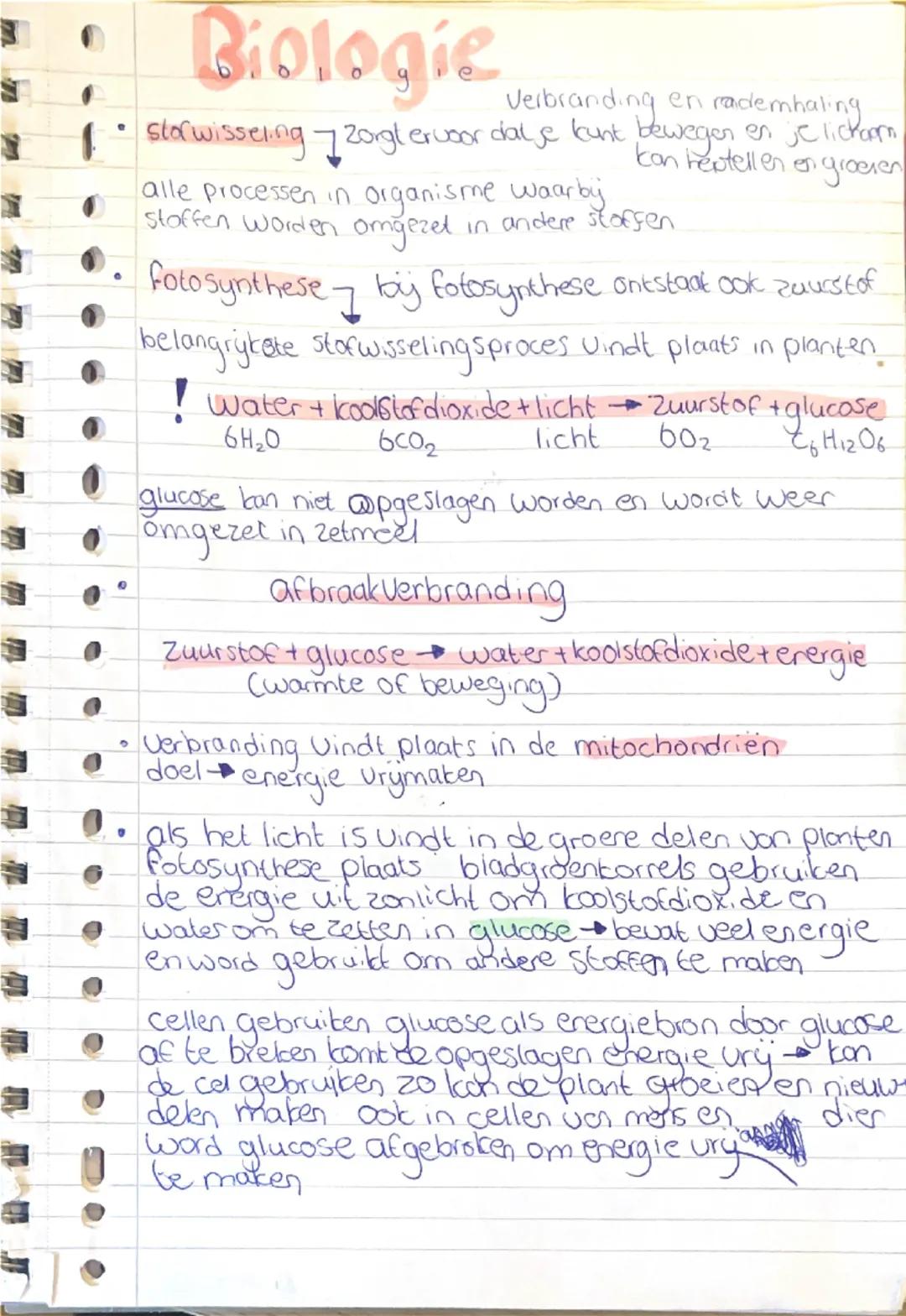 Biologie verbranding en ademhaling