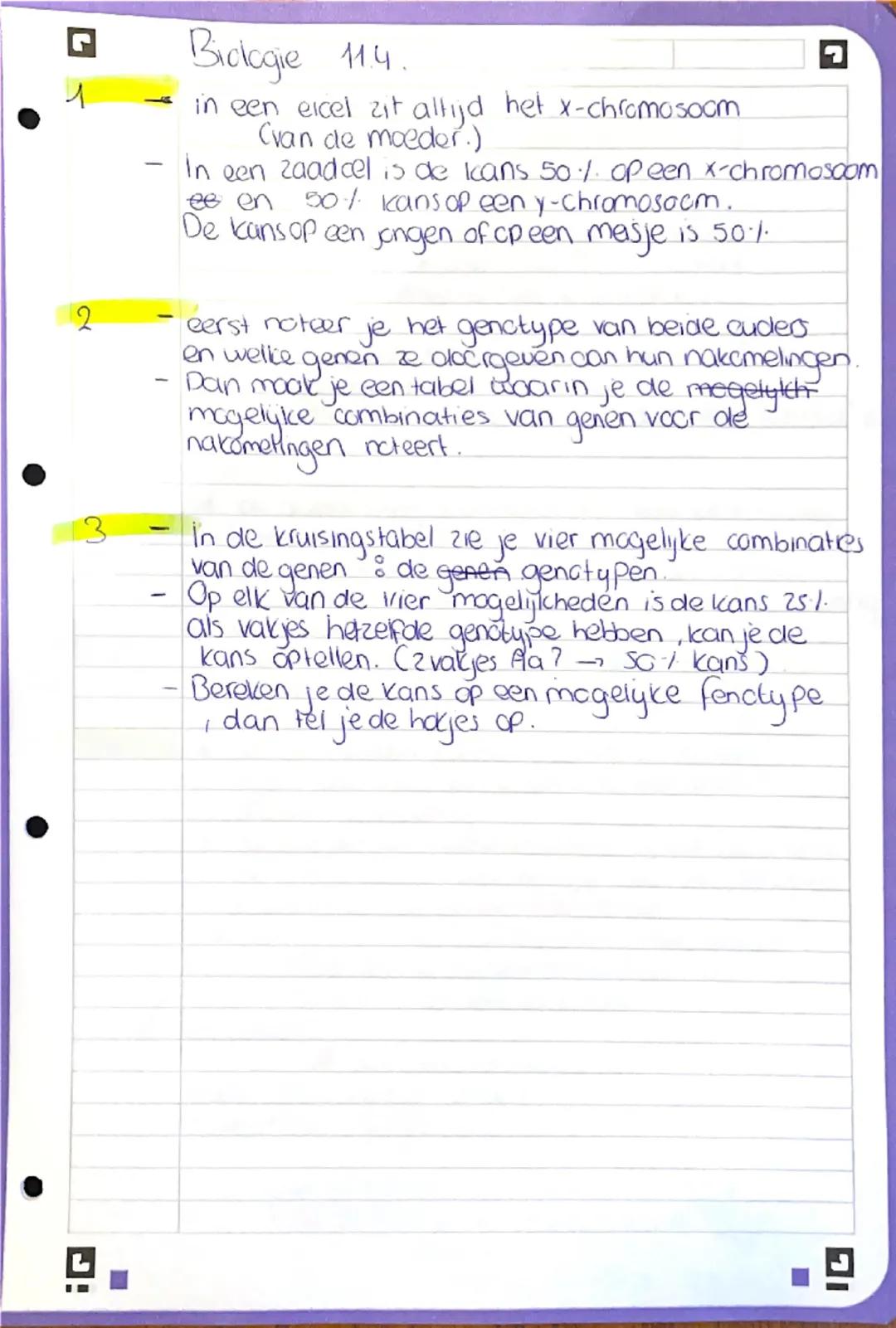 # Biologie hoofdstuk 11.1.

1

*   erfelyke eigenschappen zijn eigenschappen die je van je cuciers, (via ana) hebt gekregen.
*   Een Pancype