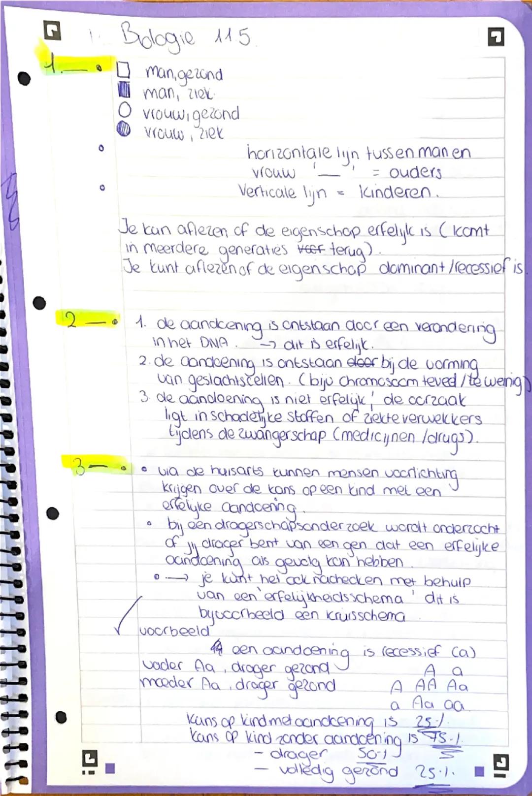 # Biologie hoofdstuk 11.1.

1

*   erfelyke eigenschappen zijn eigenschappen die je van je cuciers, (via ana) hebt gekregen.
*   Een Pancype