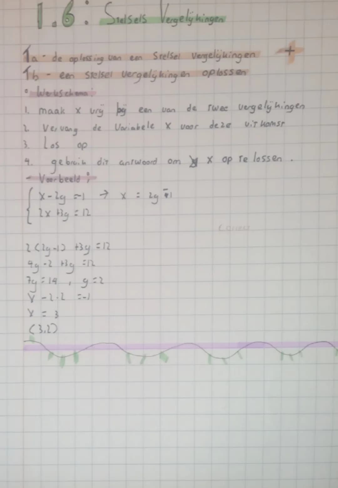 1.6: Stelsels Vergelijkingen

1a - de oplossing van een Stelsel Vergelijkingen
1b - een Stelsel Vergelijkingen oplossen.
•Werkschema
1. maak