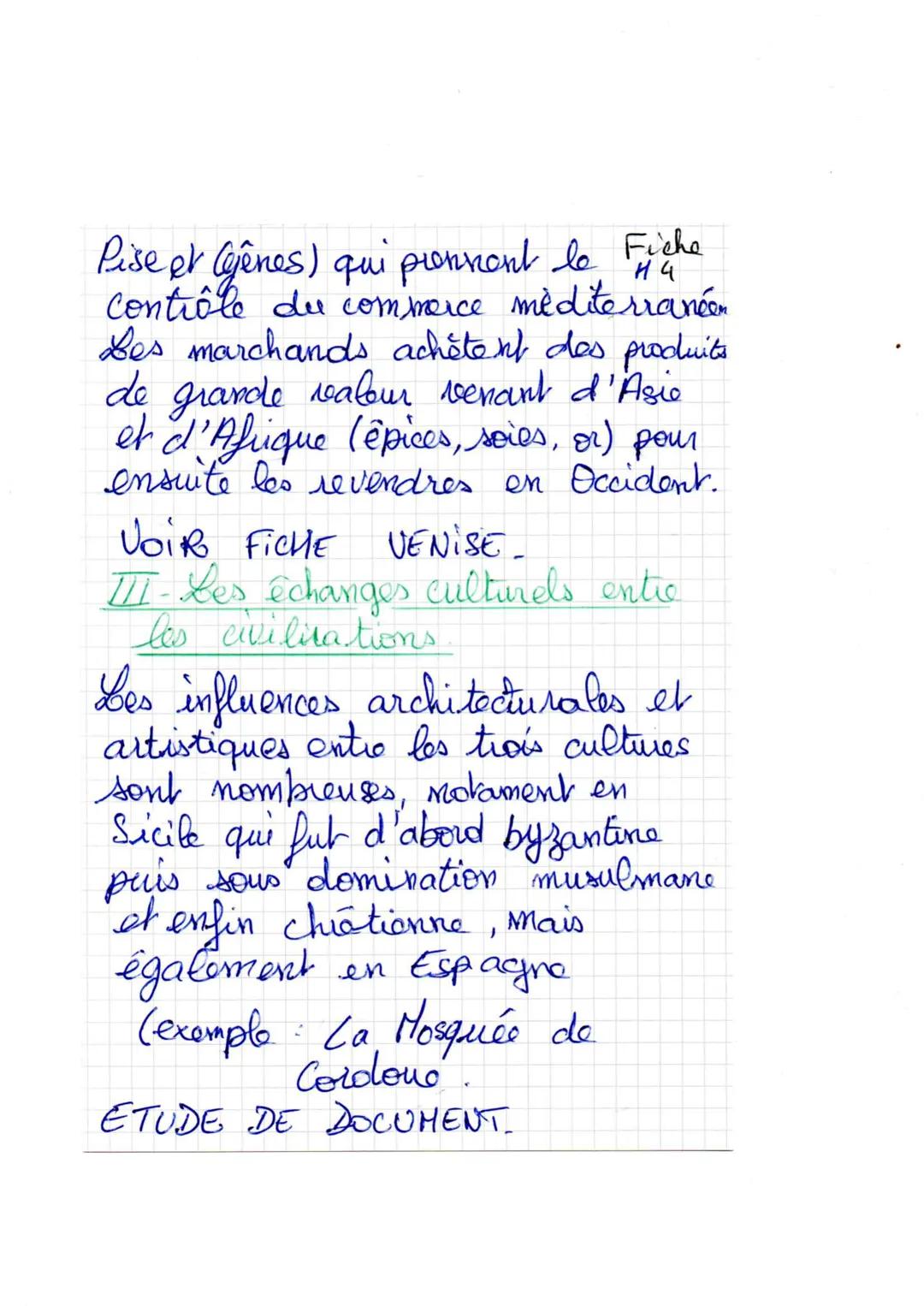 Pise et Gênes) qui prennent le Fiche
contrôle du commerce méditerranéen
Les marchands achètent des produits
de grande valour venant d'Asic
e