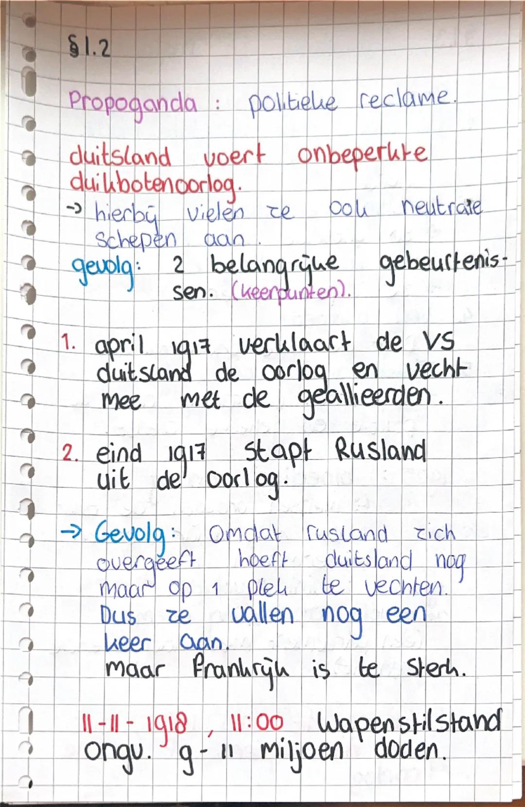 §1.2

De te wereld
oorlog
(de grote oorlog)

de oorzaken. (indirect)
- Nationalisme
    → mensen wouden hun eigen Staar
- Wapenwedloop
    →
