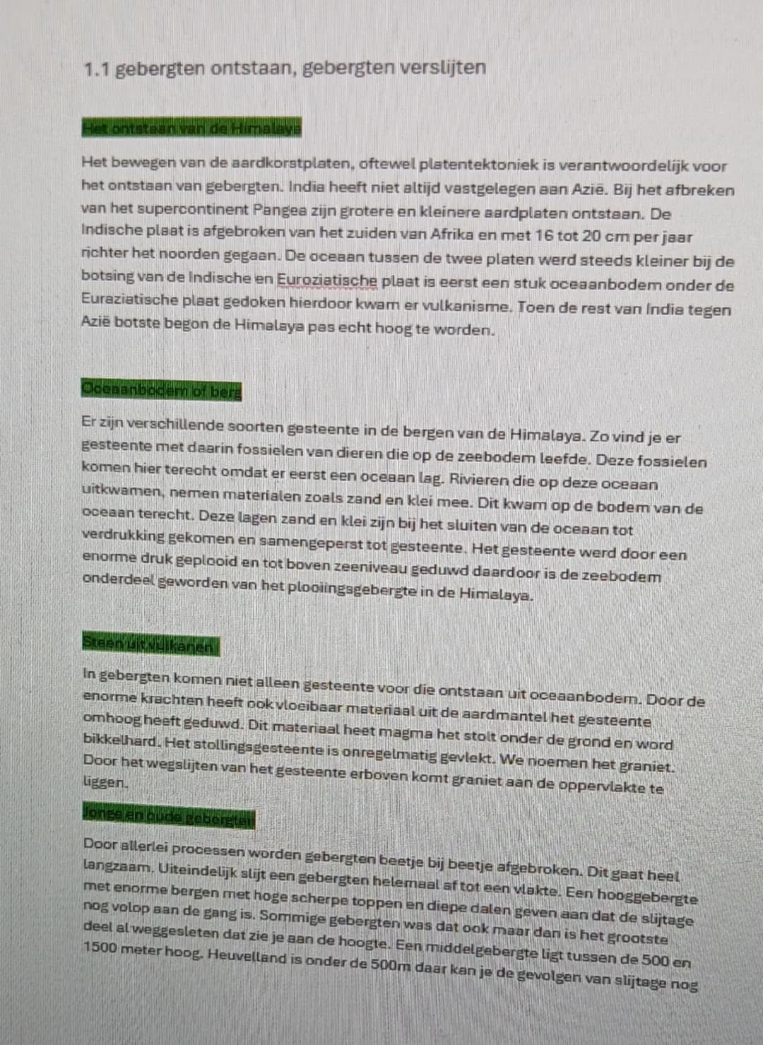 Gebergte ontstaan en verslijten