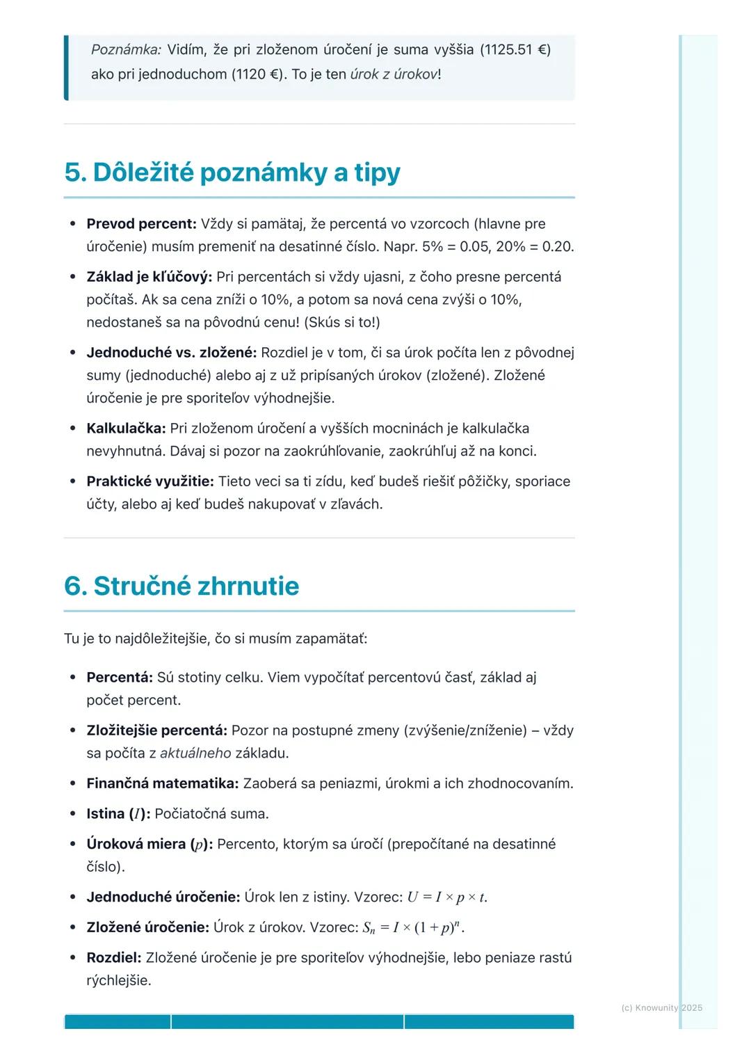 # Percentá a finančná
matematika

1. Prehľad a úvod

Takže, ideme sa pozrieť na percentá a finančnú matematiku. Je to dôležité,
lebo percent