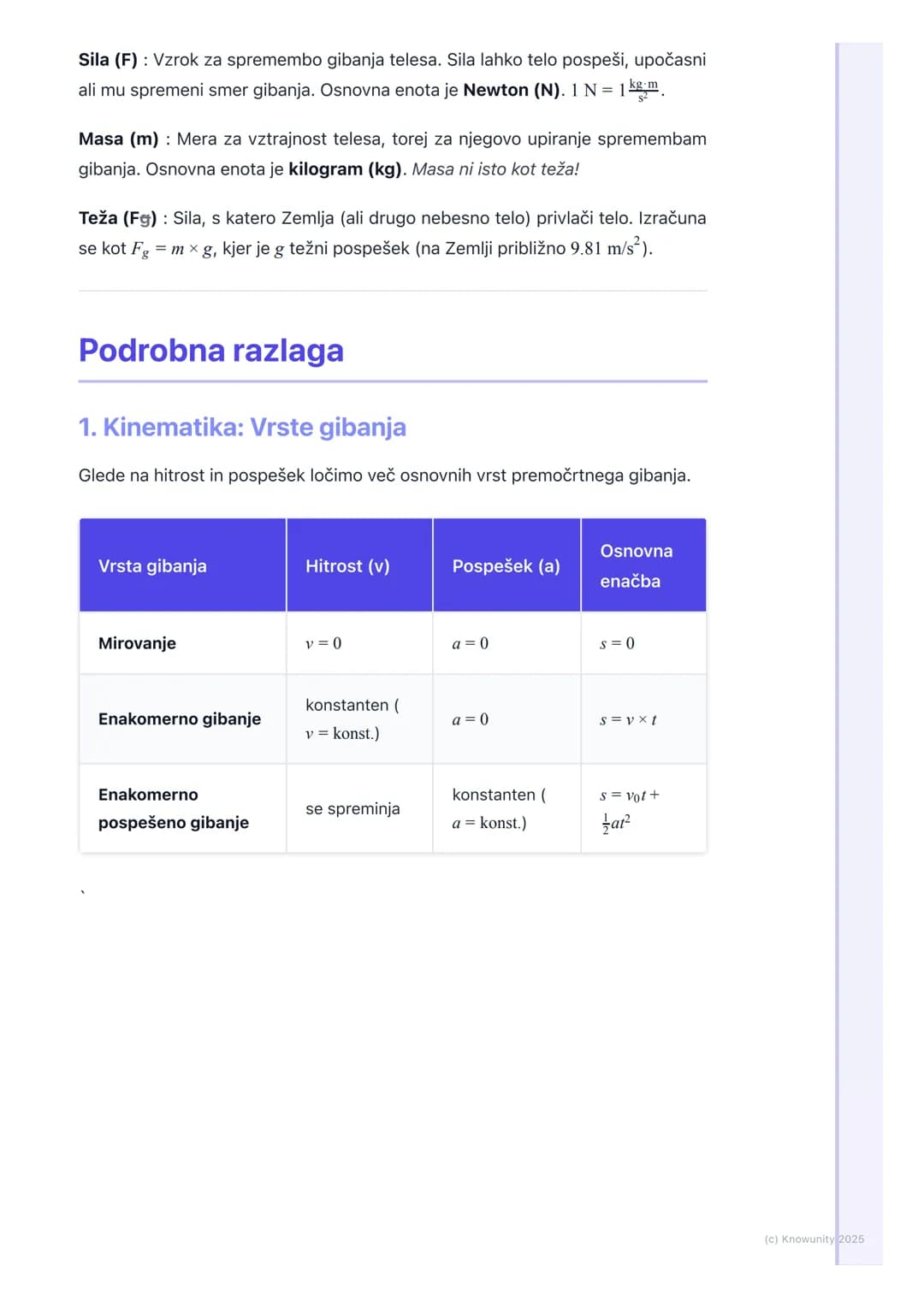 # Osnove kinematike in
dinamike

Uvod v kinematiko in dinamiko

Kinematika in dinamika sta osnovni veji mehanike. Kinematika se ukvarja z
op