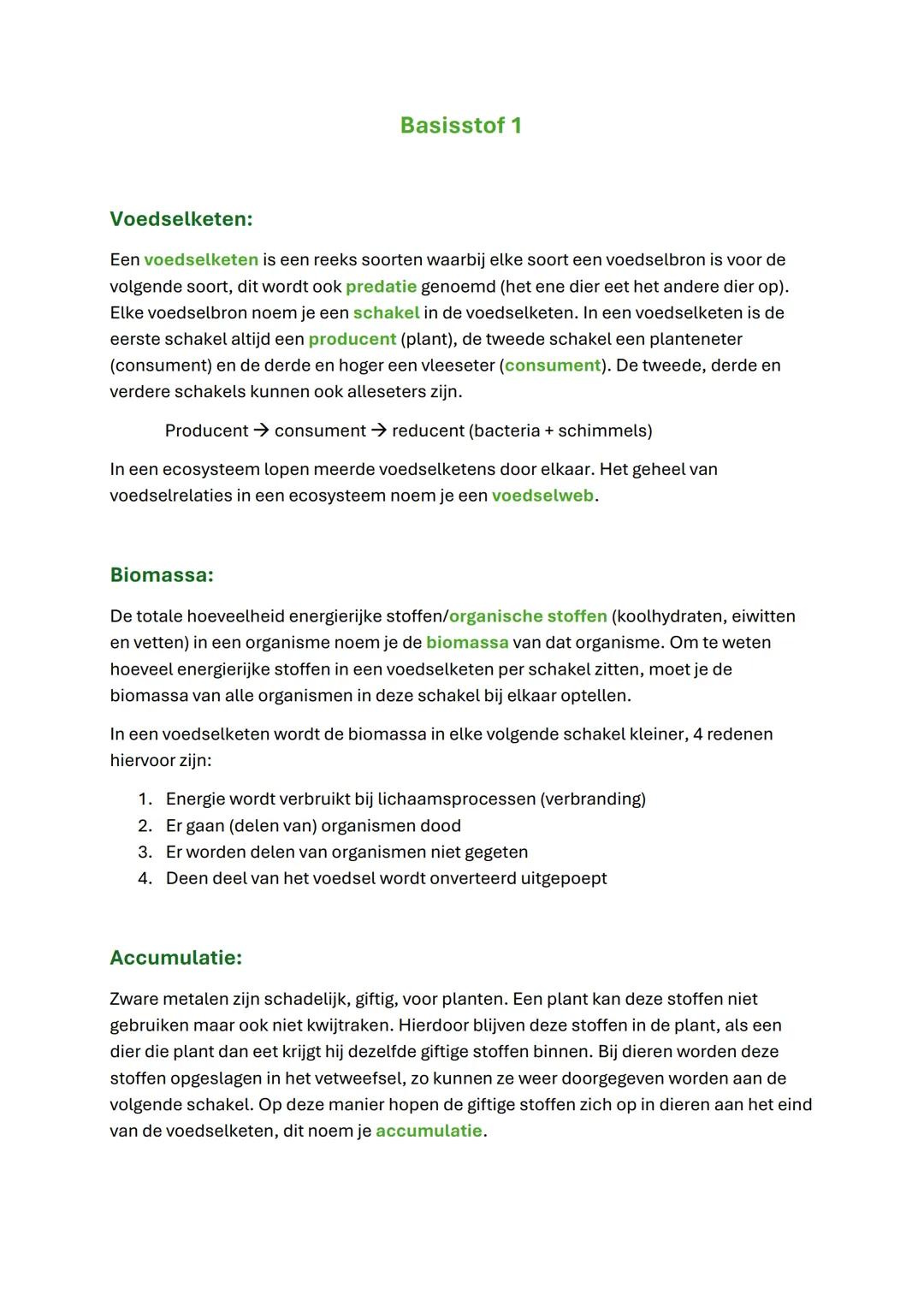 Biologie samenvatting

Hoofdstuk 6, ecologie & duurzaamheid Basisstof 1

Milieu:
Het milieu (de leefomgeving) heeft invloed op organismen, o