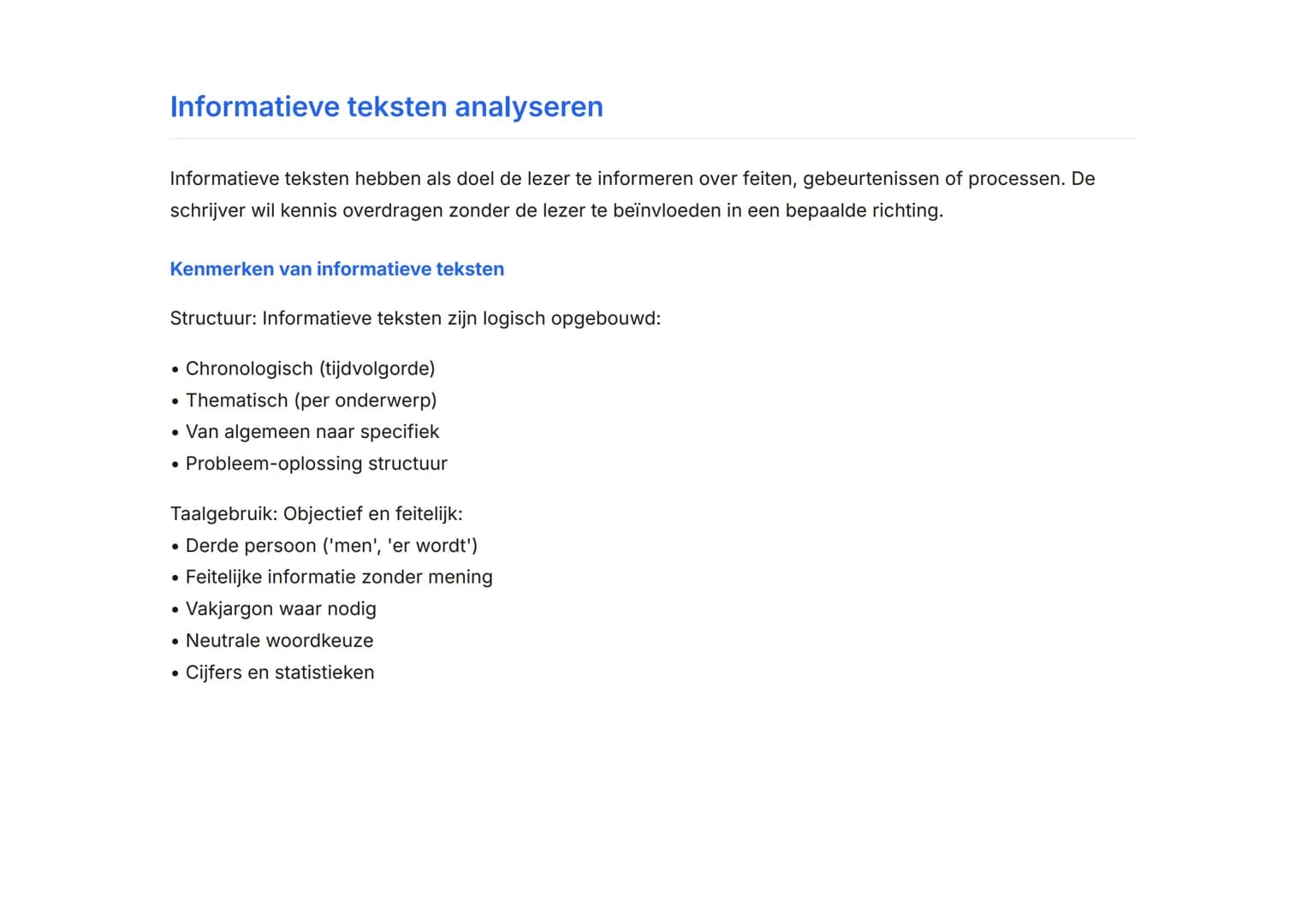 Tekstanalyse: Betogende, informatieve en
beschouwende teksten
Leren analyseren van verschillende tekstsoorten en hun kenmerken
Nederlands Ta