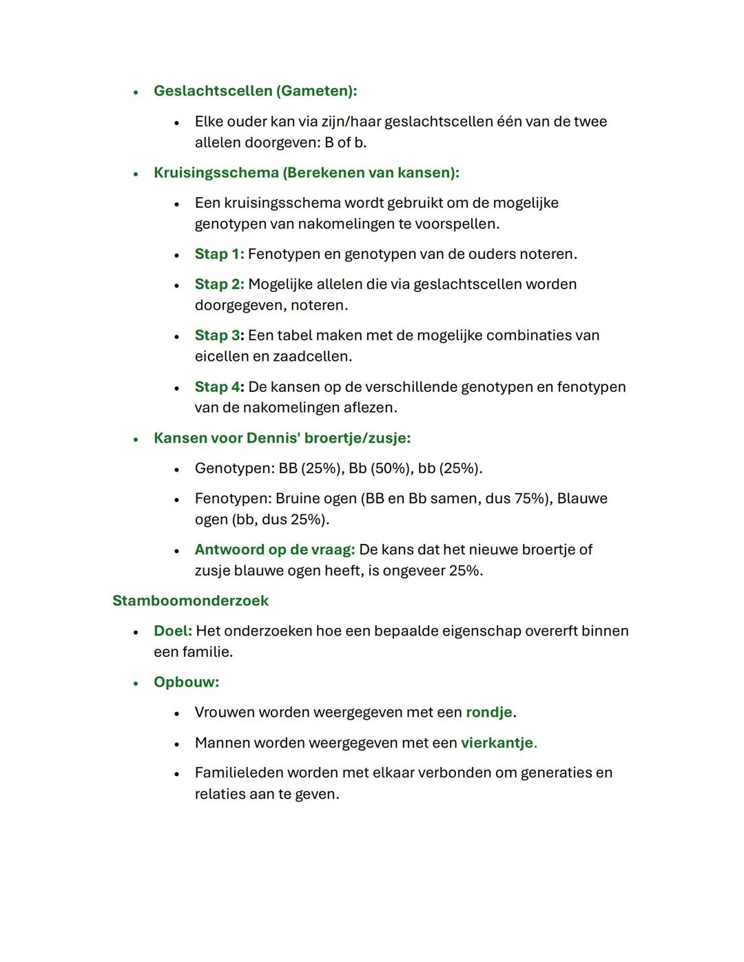 # Hoofdstuk 1

De basis van erfelijkheid

• Bouwtekening: de erfelijke informatie ligt opgeslagen
in de chromosomen in de celkern.
• Menseli