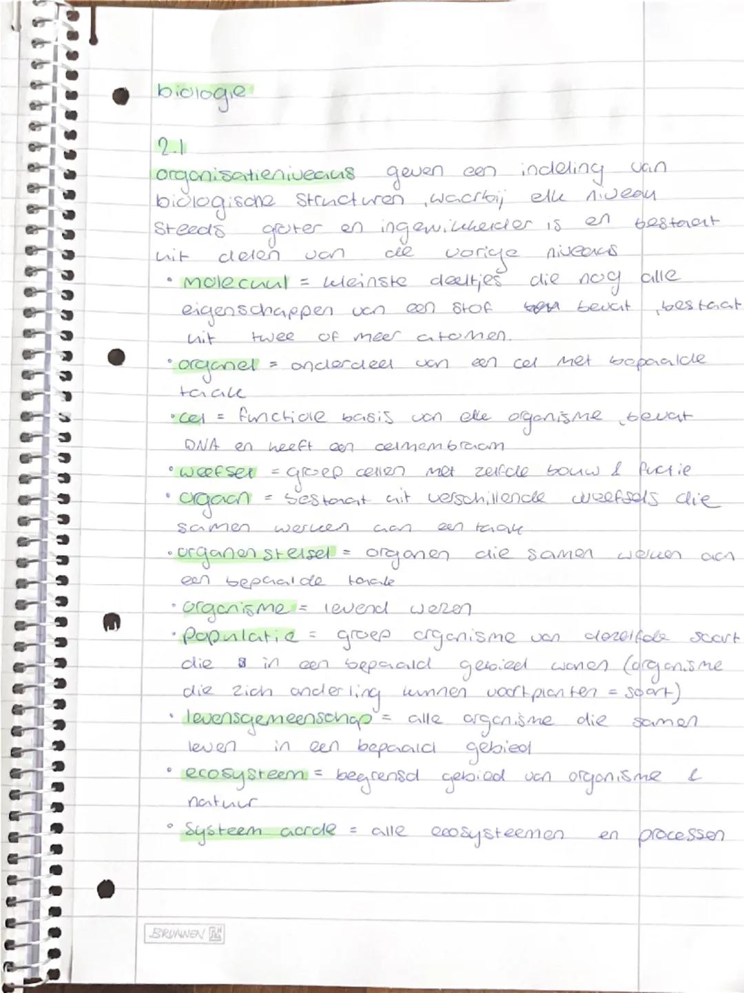 biologie

2.1
organisatieniveaus geven een indeling van
biologisone structuren, waarbij elle niveau
Steeds groter en ingewicherier is en bes