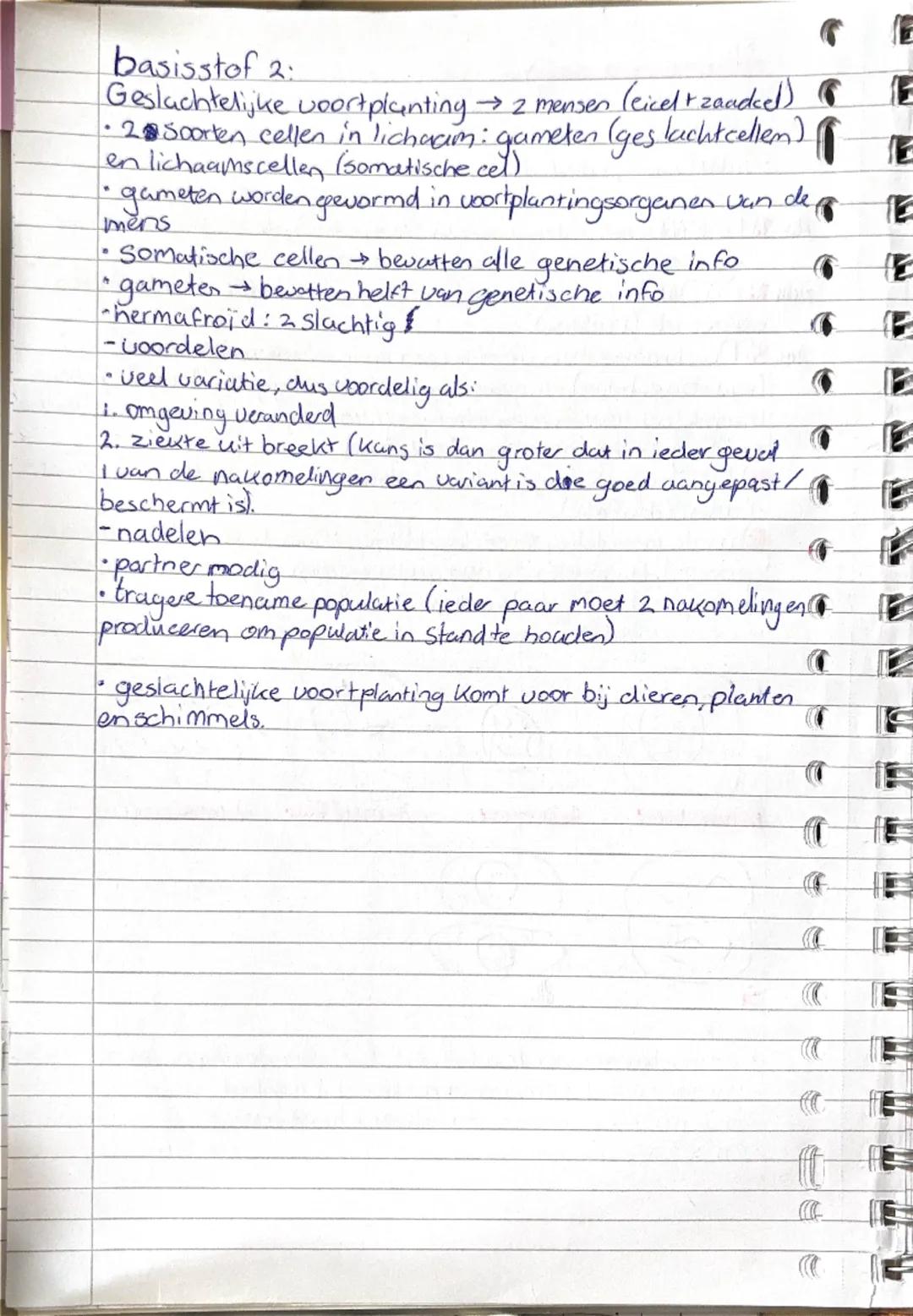 ## Biologie Thema 2: voortplanting en seksualiteit

### Basisstof 1:

**Ongeslachtelijke voortplanting**
- ontstaan nakomelingen uit 1 ouder