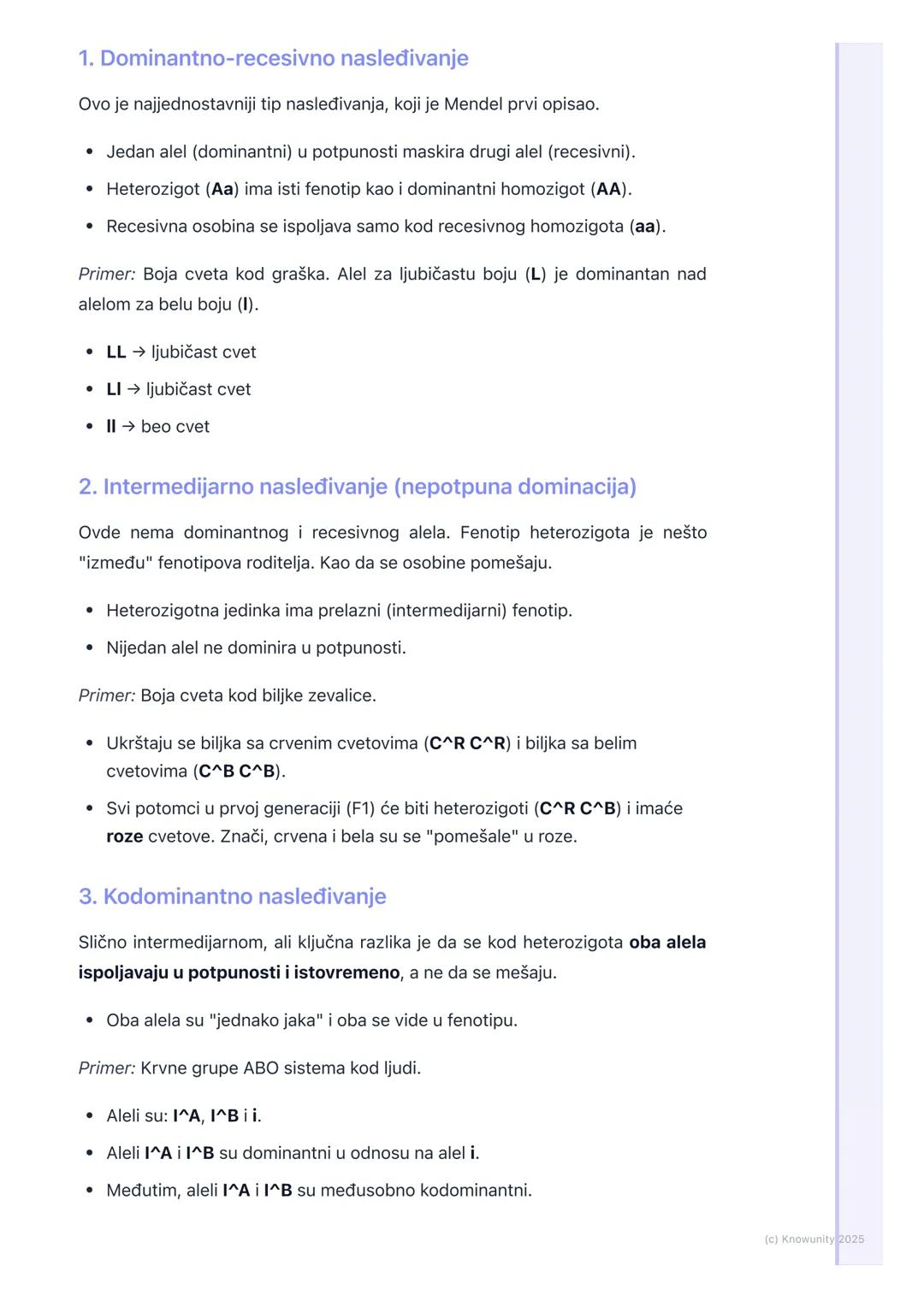 # Vrste nasleđivanja

Uvod i osnovni pojmovi

Nasleđivanje je proces prenošenja osobina sa roditelja na potomstvo. Osnova
svega su geni delo