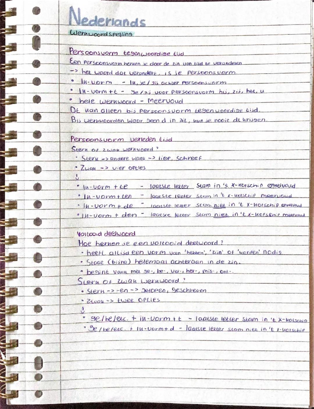 Nederlands
Werkwoord spelling.
Persoonsvorm tegenwoordige tijd
Een persoonsvorm herken je door de zin van tijd te veranderen
-> het woord da