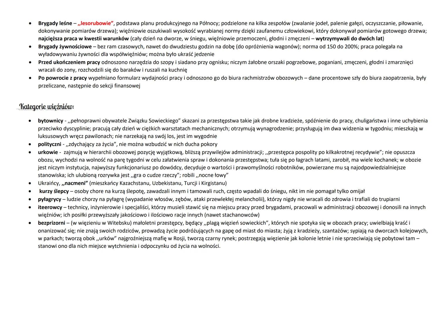 # „Inny świat" - Gustaw Herling-Grudziński

Wyżywienie i pozostałe kategorie więźniów w obozie:

- Po porannym apelu więźniowie udawali się 