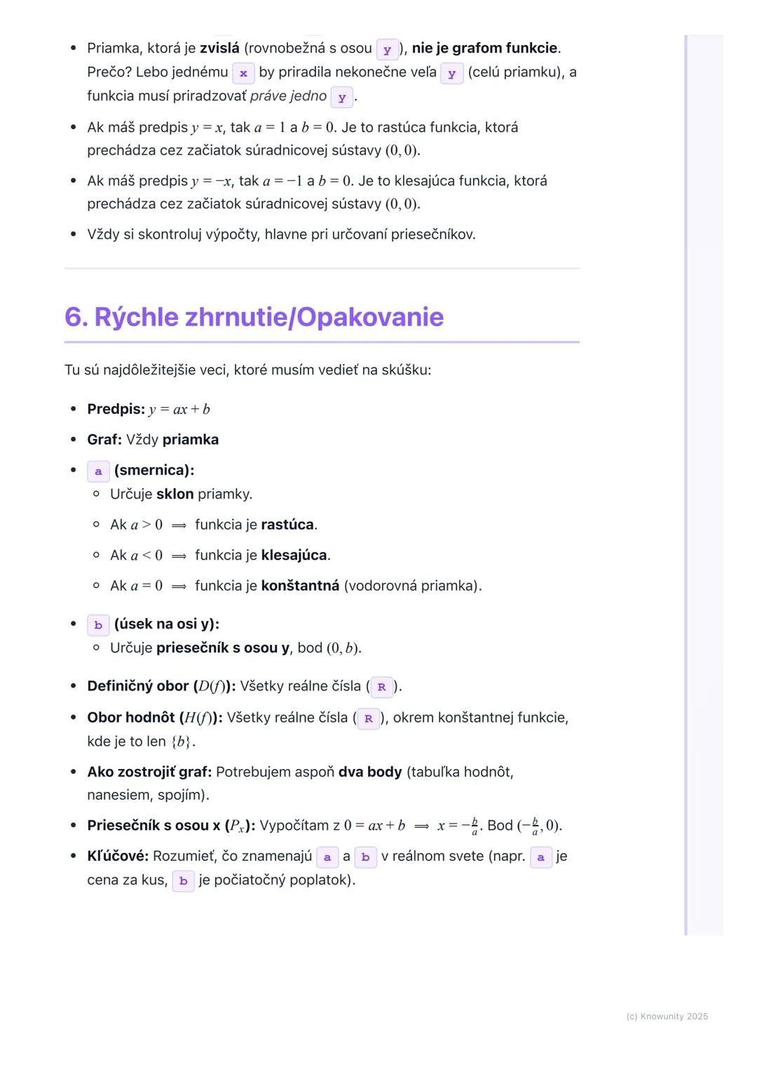 # Lineárna funkcia

1. Prehľad lineárnych funkcií

Lineárna funkcia je veľmi dôležitá téma v matematike, lebo nám pomáha
pochopiť, ako sa me