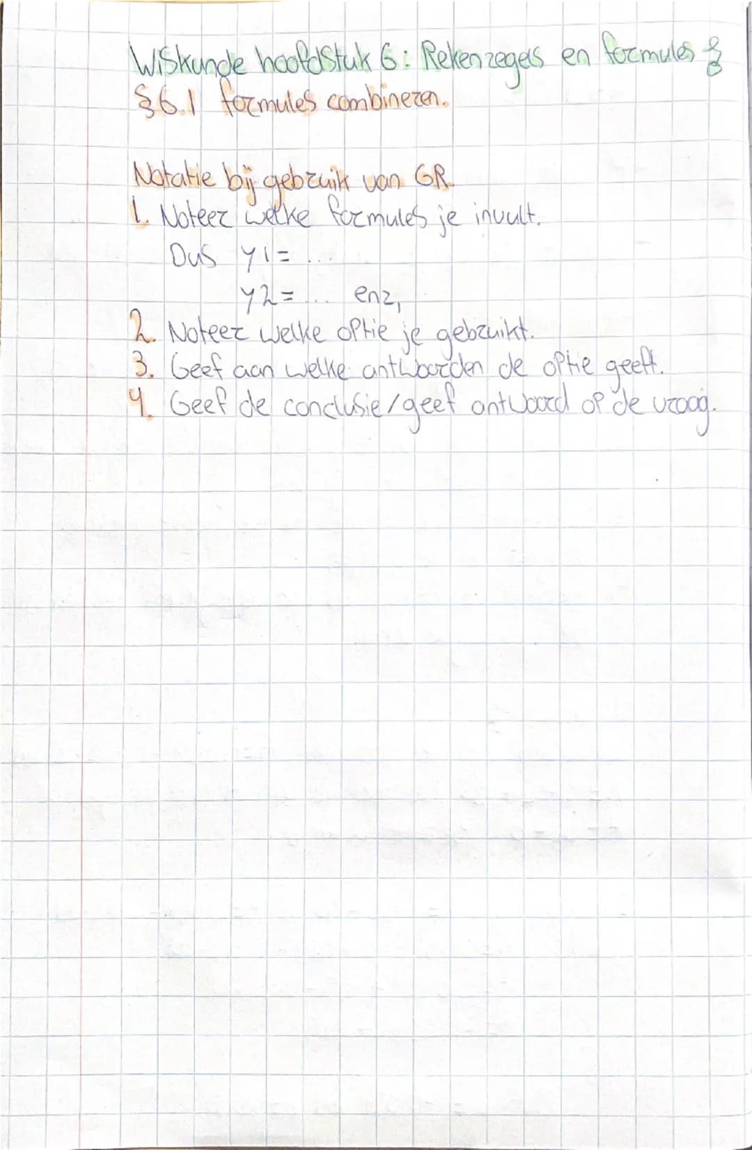 Wiskunde Hoofdstuk 6: Rekenzegels en formules &
§6.1 formules combinezen.
- Bij het combinezen van formules vul je de ene
Formule in in de a