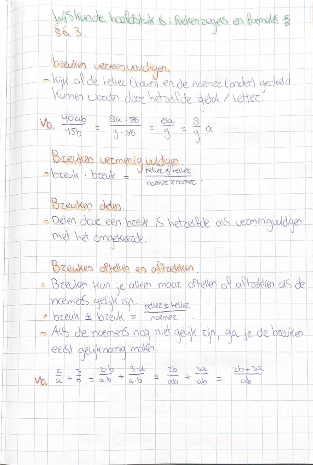 Wiskunde Hoofdstuk 6: Rekenzegels en formules &
§6.1 formules combinezen.
- Bij het combinezen van formules vul je de ene
Formule in in de a