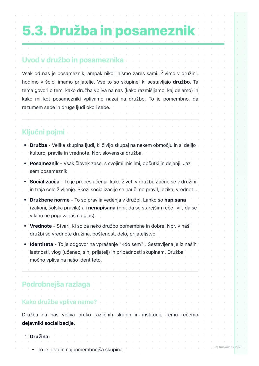 5.3. Družba in posameznik

Uvod v družbo in posameznika

Vsak od nas je posameznik, ampak nikoli nismo zares sami. Živimo v družini,
hodimo 