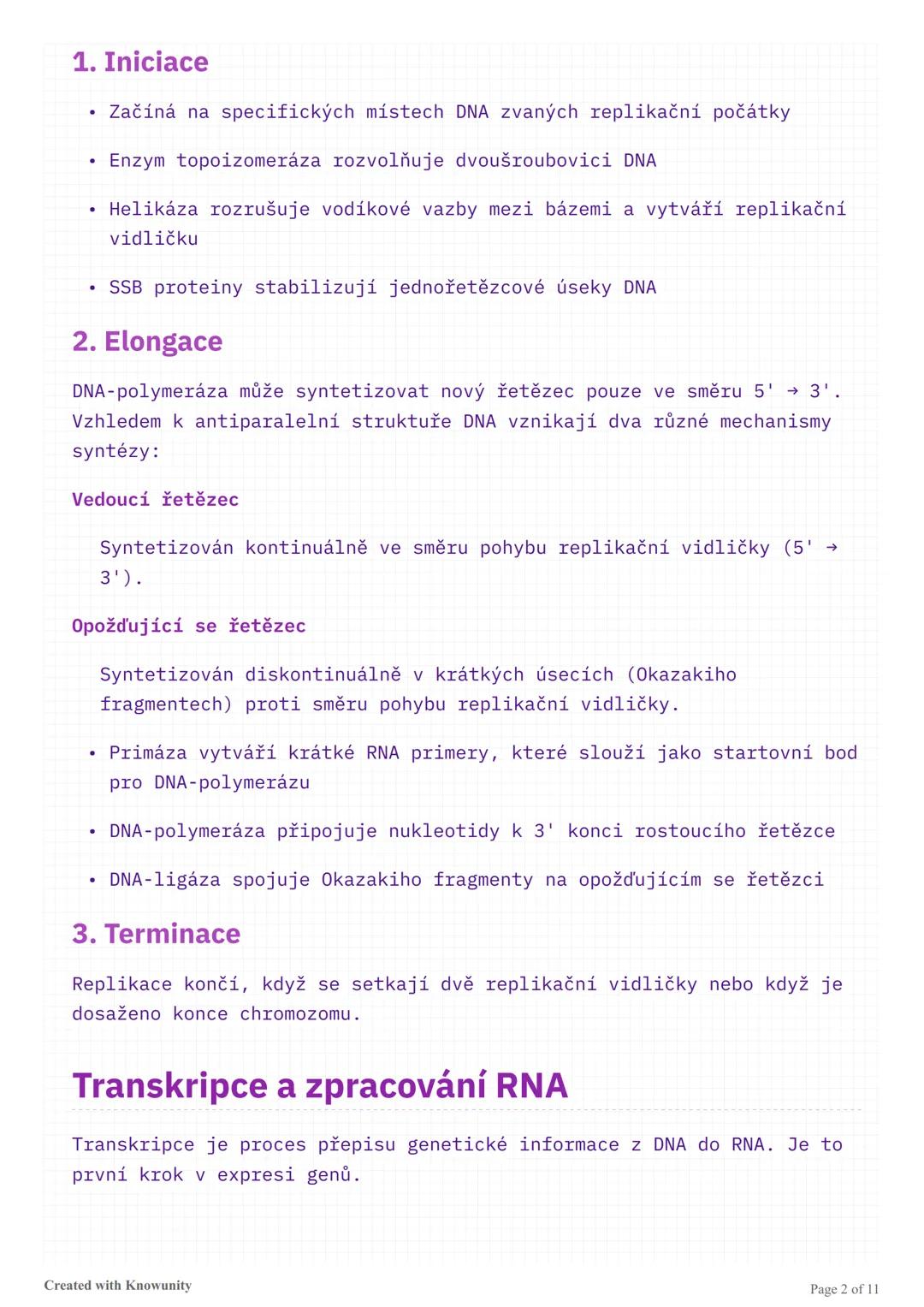 Genetika - studijní přehled pro
maturitu
Komplexní přehled genetiky zahrnující DNA, replikaci, transkripci,
translaci, genovou regulaci, mut