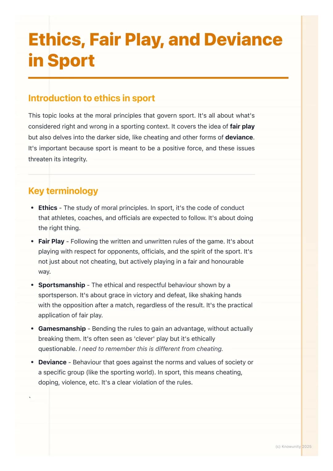 # Ethics, Fair Play, and Deviance
in Sport

Introduction to ethics in sport

This topic looks at the moral principles that govern sport. It'