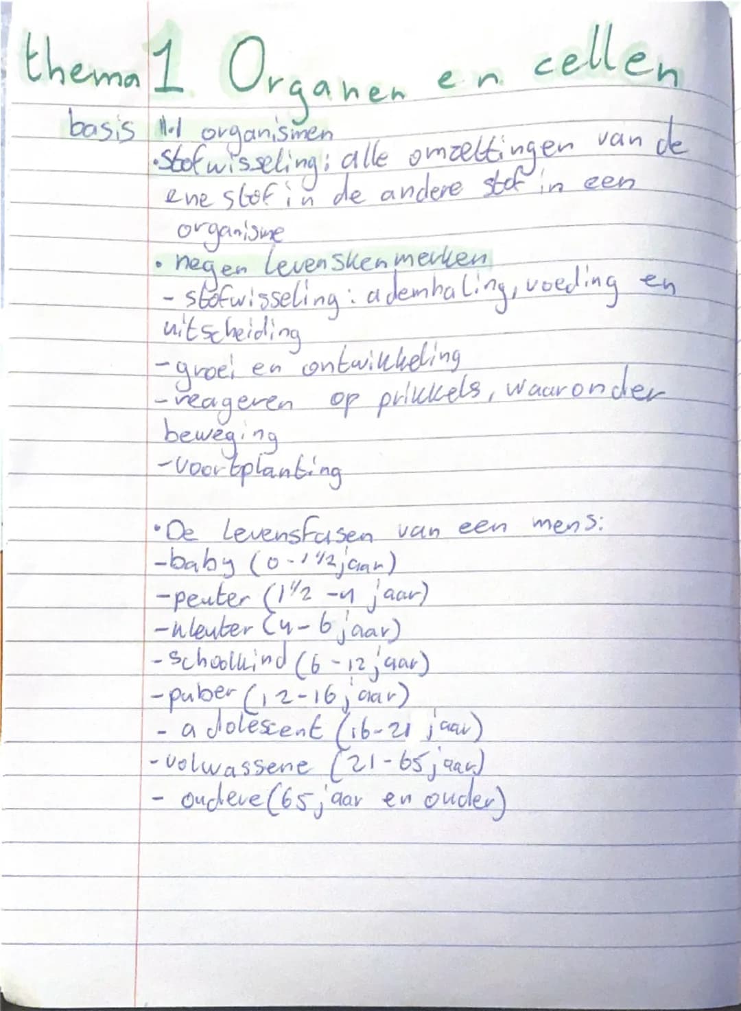 Biologie Organen en cellen