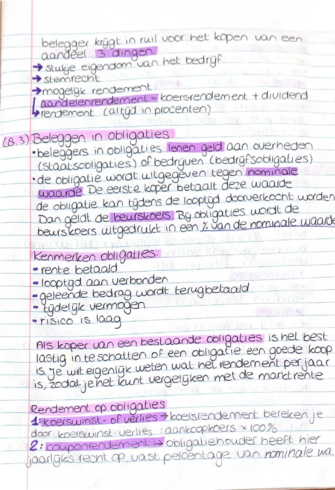 HOOFDSEUR Beliggen
Interest = het percentage dat (meestal jaarlyks) over
spaargeld wordt ontvangen.
Rendement = ontvangen geld in verhouding