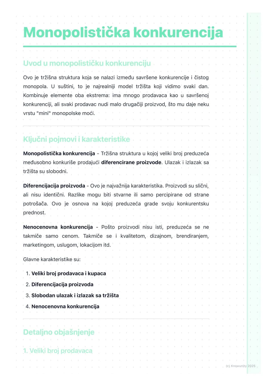 # Monopolistička konkurencija

Uvod u monopolističku konkurenciju

Ovo je tržišna struktura koja se nalazi između savršene konkurencije i či