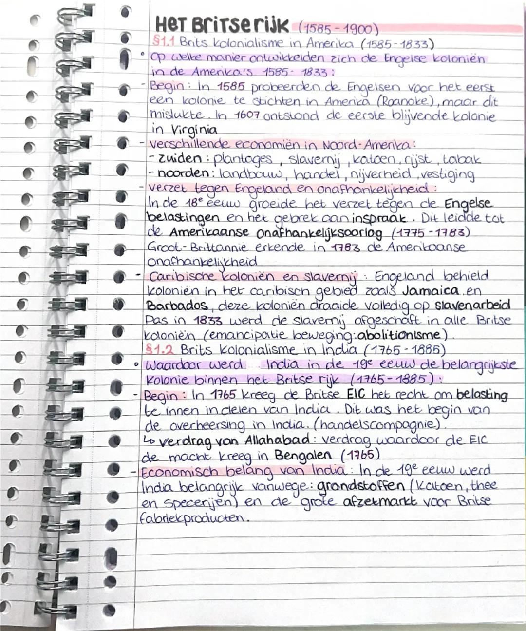 # Het Britse rijk (1585-1900)

§1.1 Brits kolonialisme in Amerika (1585-1833)

*   Op welke manier ontwikkelden zich de Engelse koloniën
in 